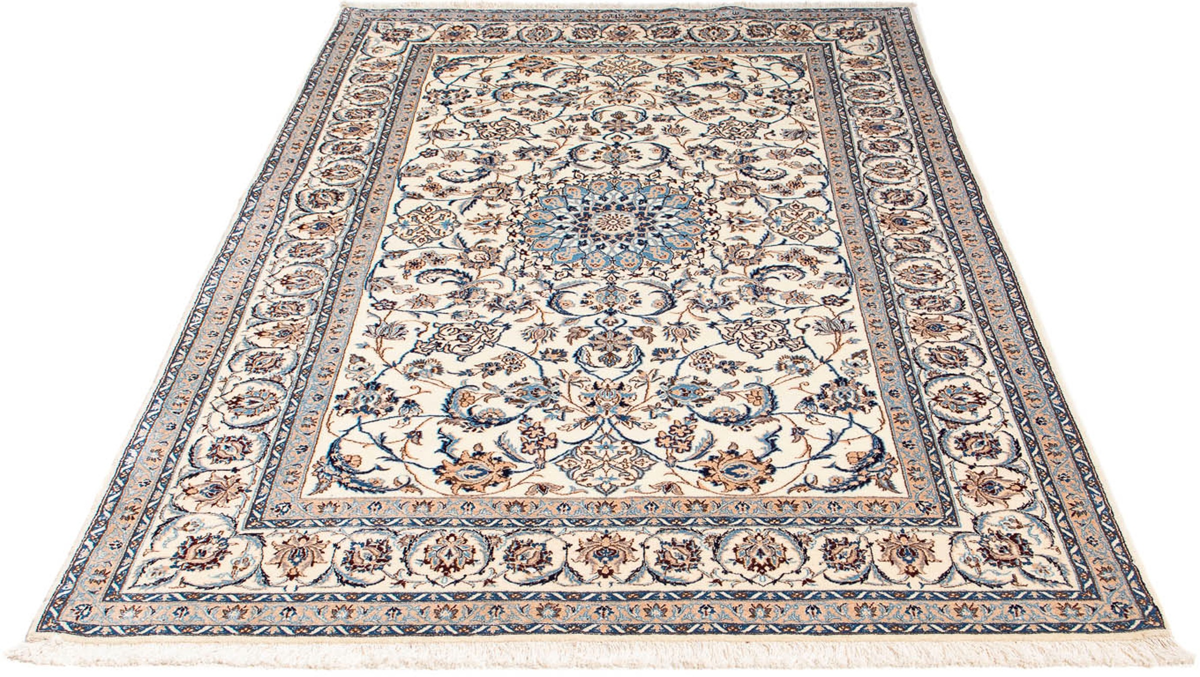 Image of morgenland Orientteppich »Perser - Nain - Premium - 204 x 130 cm - beige«, rechteckig, 6 mm Höhe, Wohnzimmer, Handgeknüpft, Einzelstück mit Zertifikat bei Ackermann Versand Schweiz