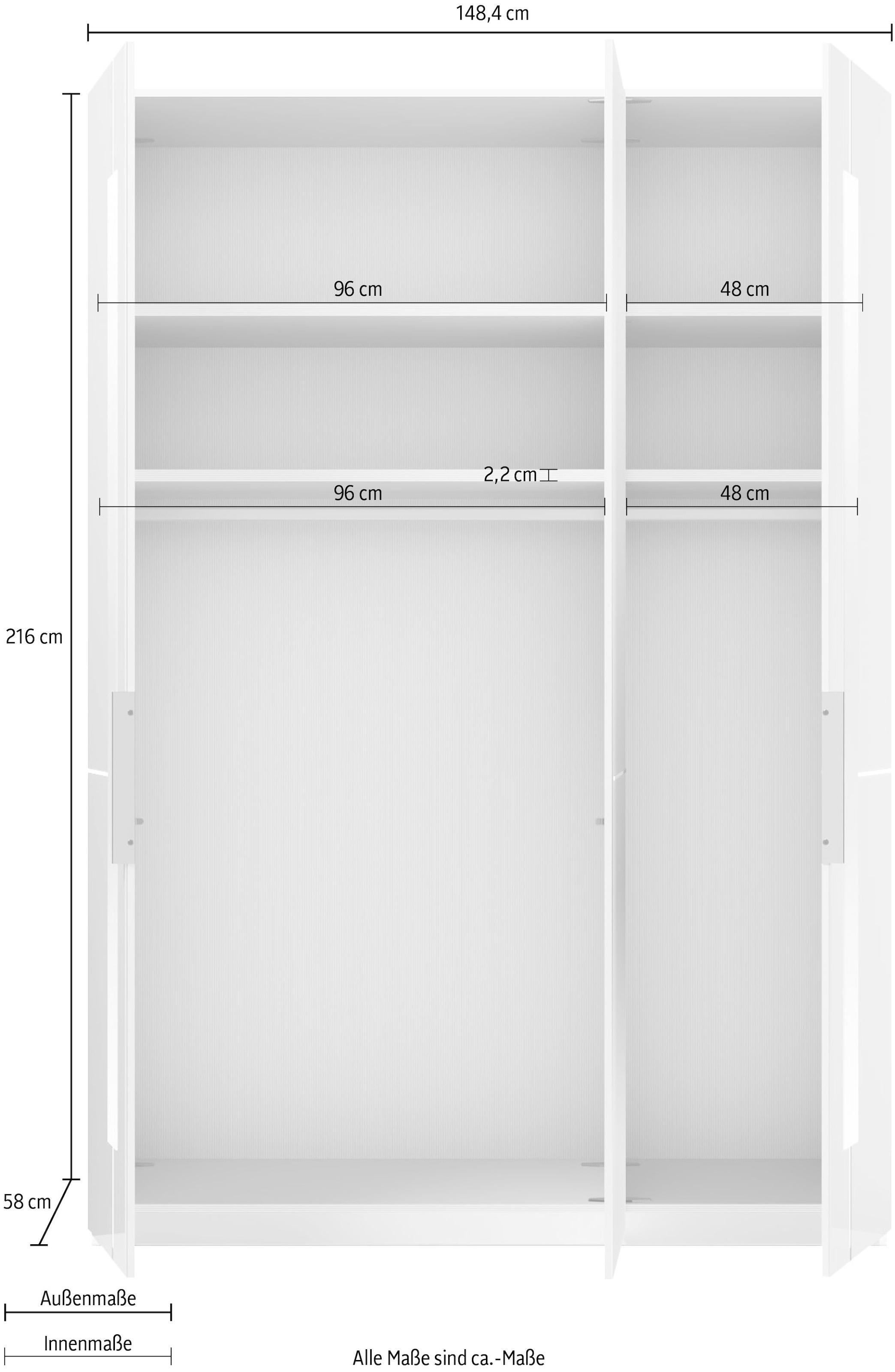 Musterring Kleiderschrank »Imola W« inkl. Einlegeböden und Kleiderstangen, mit Glas- und Spiegeltüren