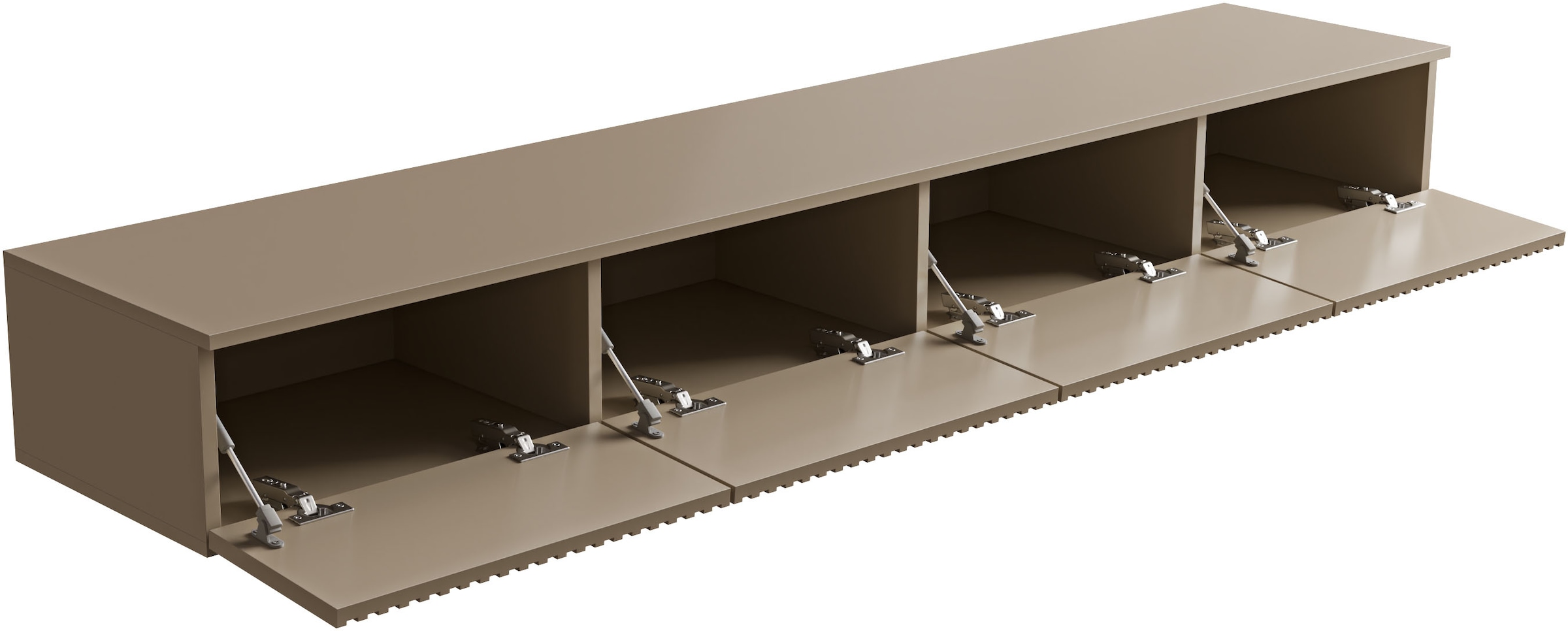 HBZ Table basse »Lowboard Lanai, hängend, mit moderner Rillenoptik« 1 cuis tlg. Largeur 200cm, revêtement mélaminé, ouverture par pression