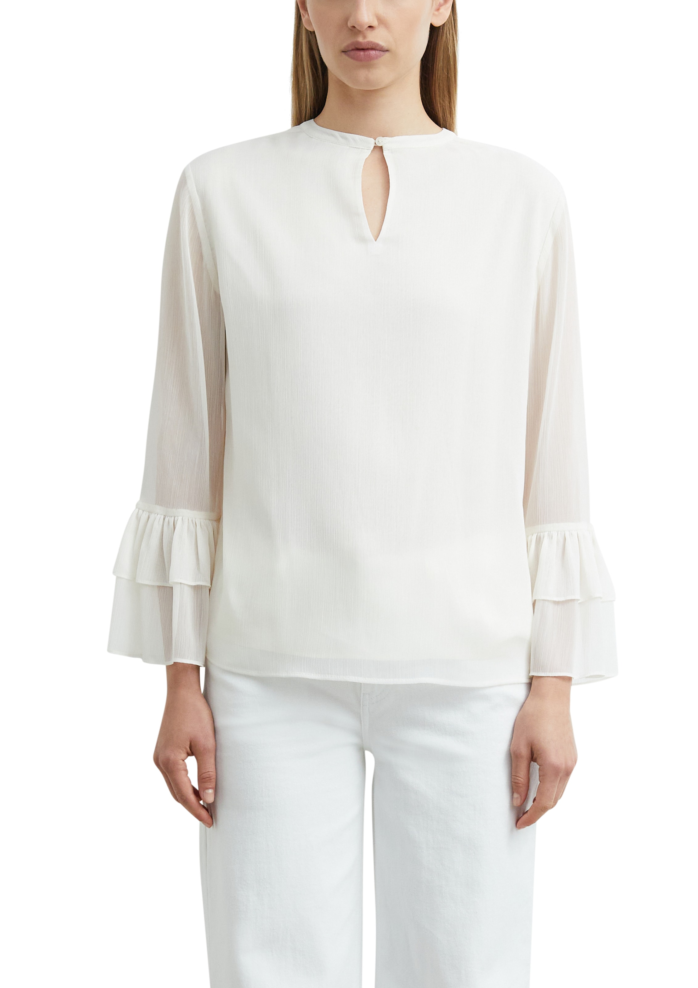 Comma Chemisier à volants Blouse d'été à manches volantées / transparente / découpes