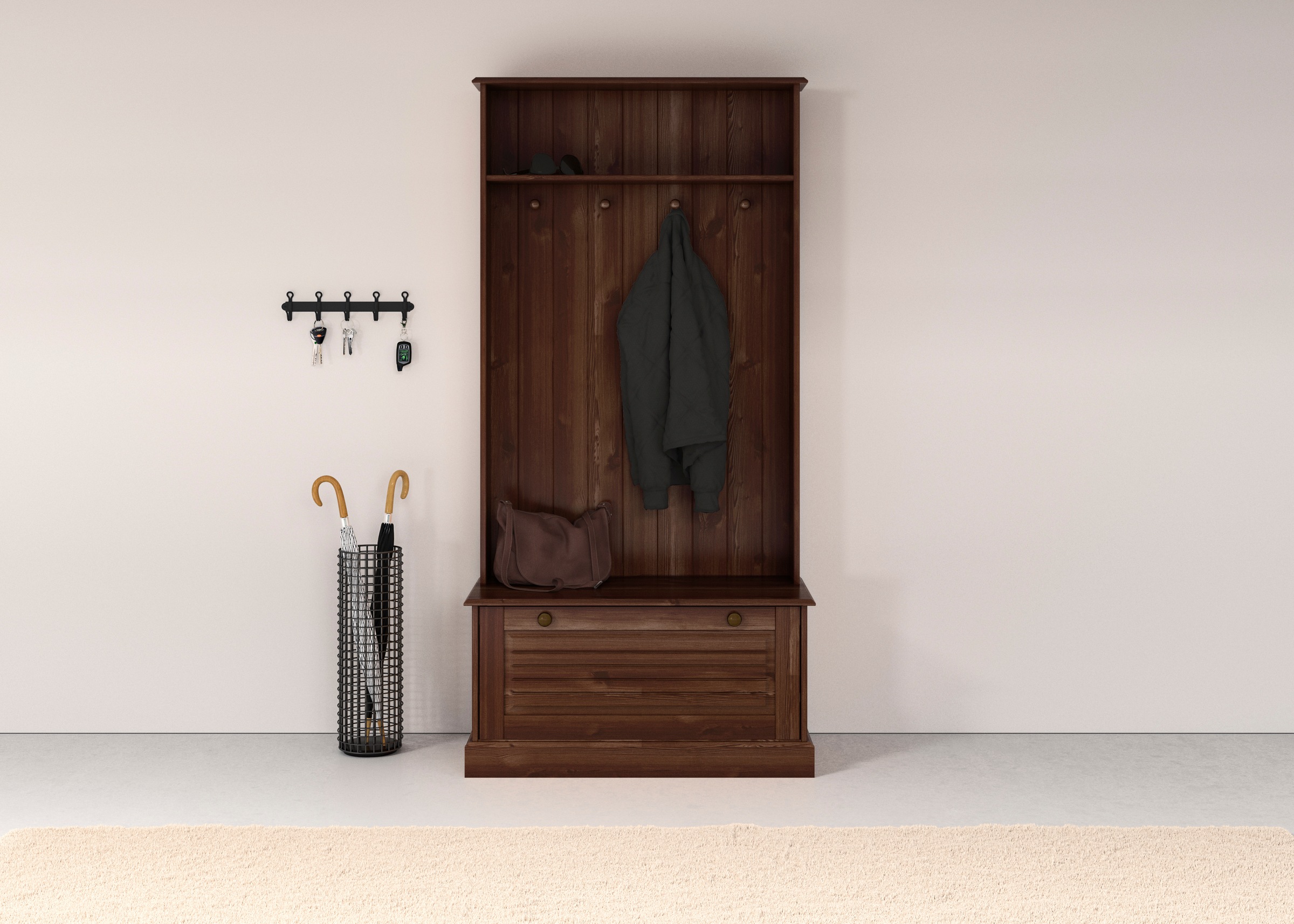 Image of GOODproduct Kompaktgarderobe "Liotta" Mit einer Klappe und 4 Kleiderhacken