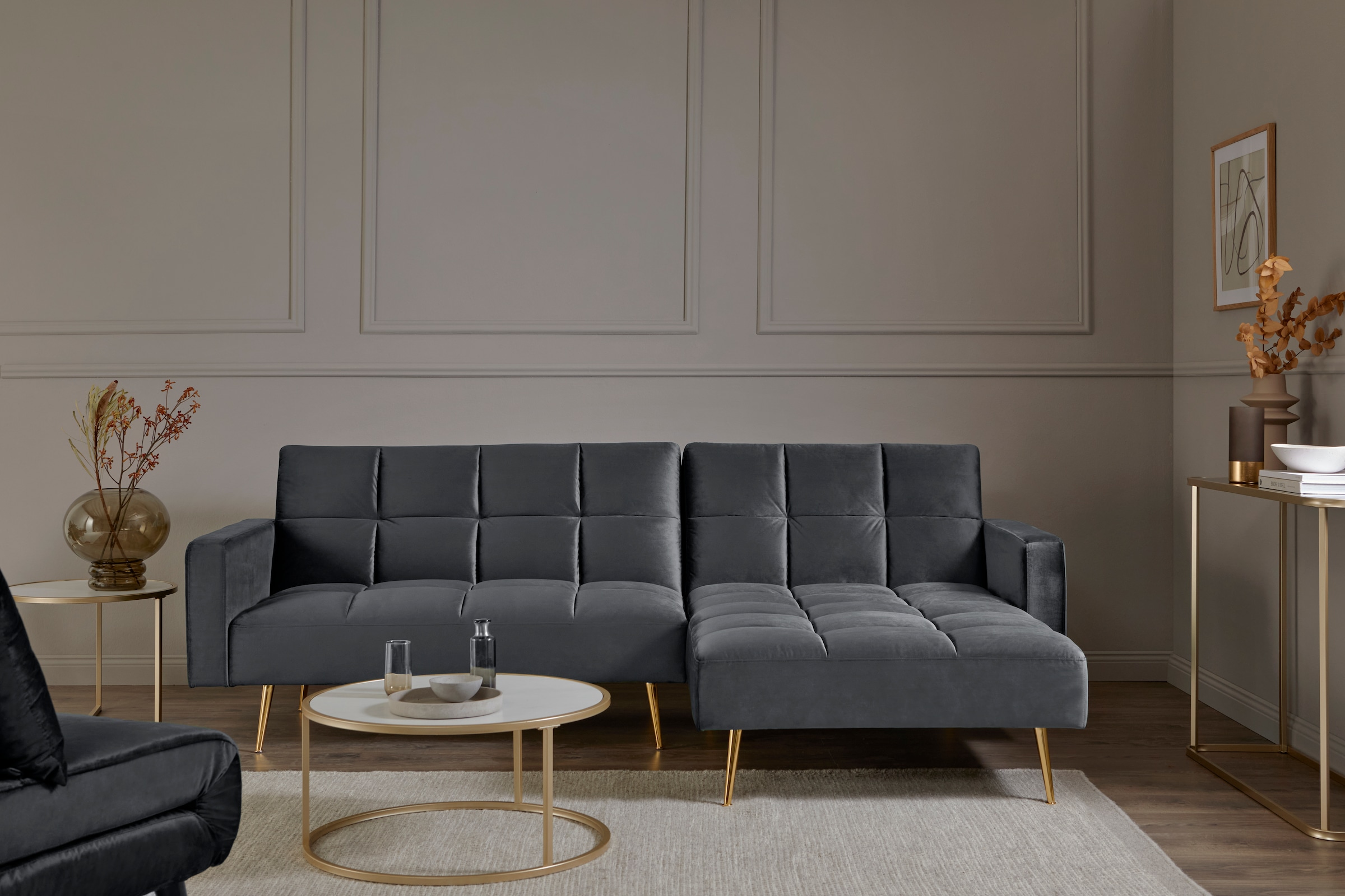 Jahnke Canapé d'angle »CHILLAX POSH CORNER« avec fonction couchage, montage réversible, 244 x 150 cm