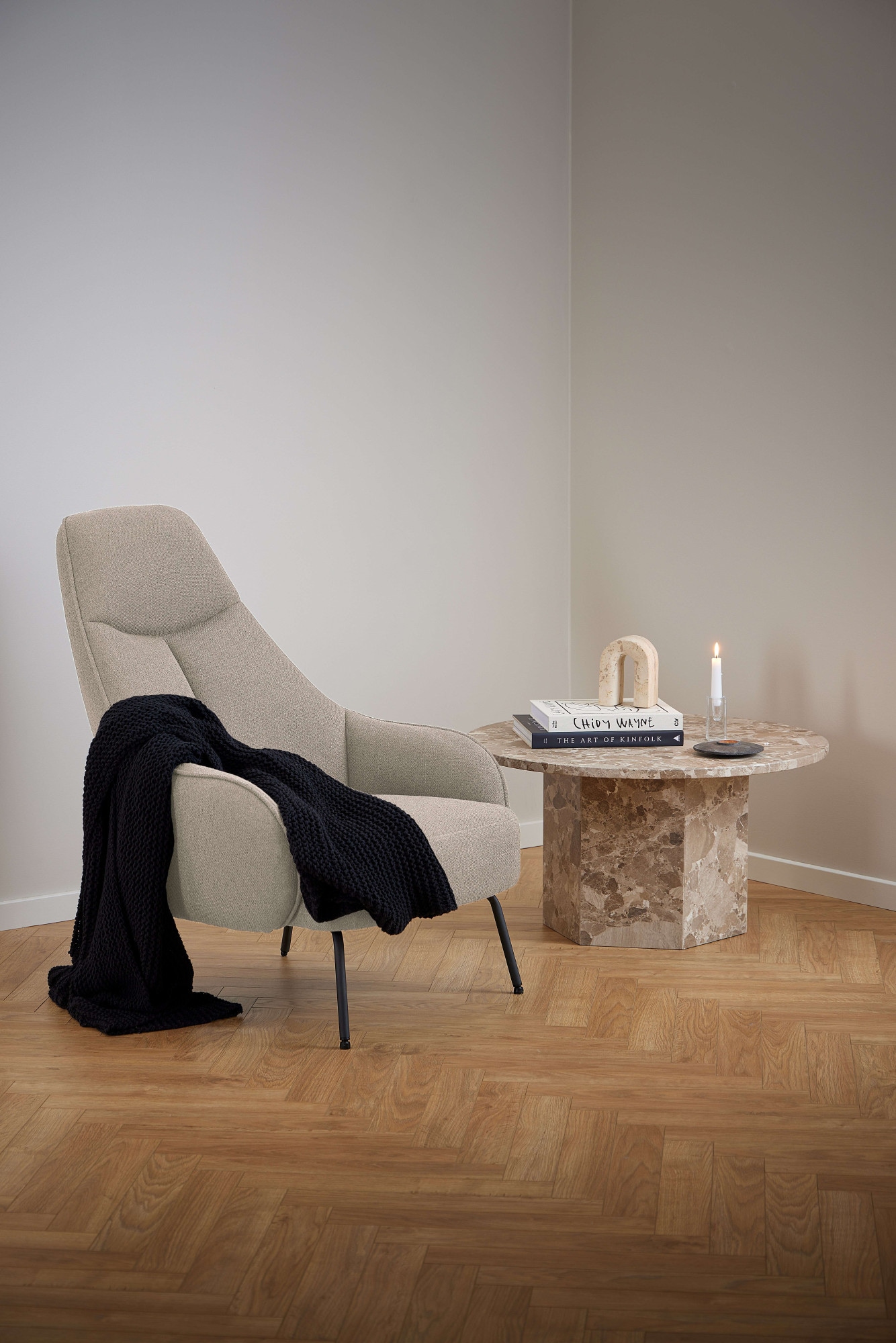 ACTONA GROUP Couchtisch »Naxos« Rund Couchtisch, matt Latte lackiert Marmor, Ø80x42cm