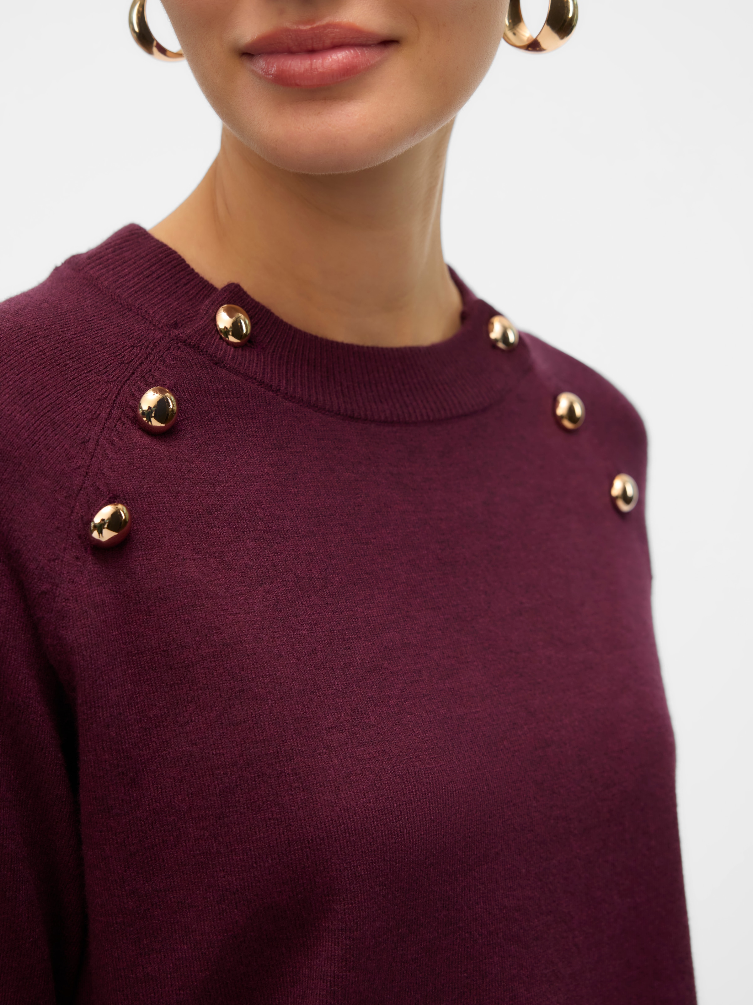 Vero Moda Pull en tricot »VMHAPPY LS O-NECK BUTTON PULLOVER BOO«
