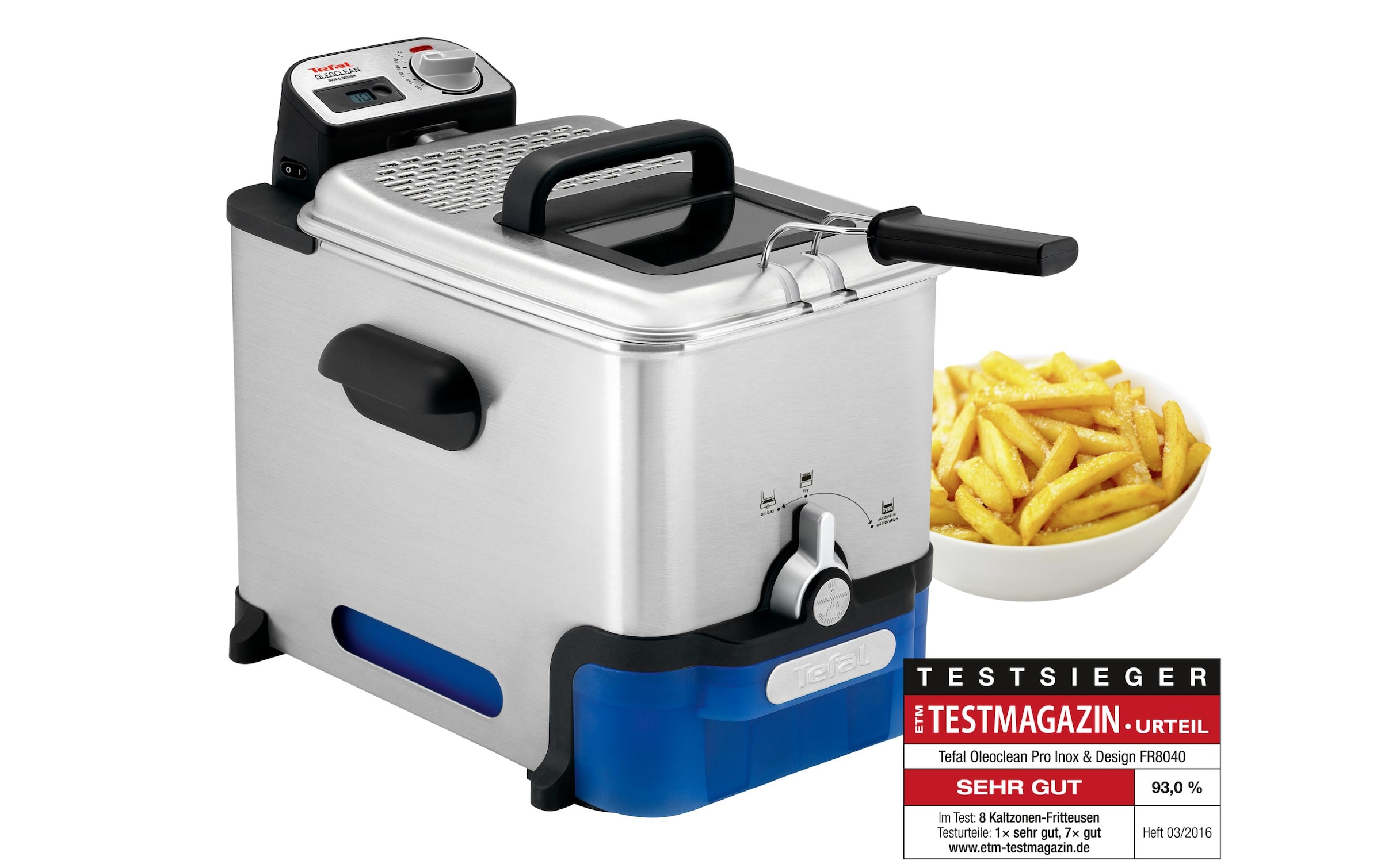 Tefal Fritteuse »Oleoclean Inox Design, 1.2 kg«, 2300 W, Fassungsvermögen 3,25 l