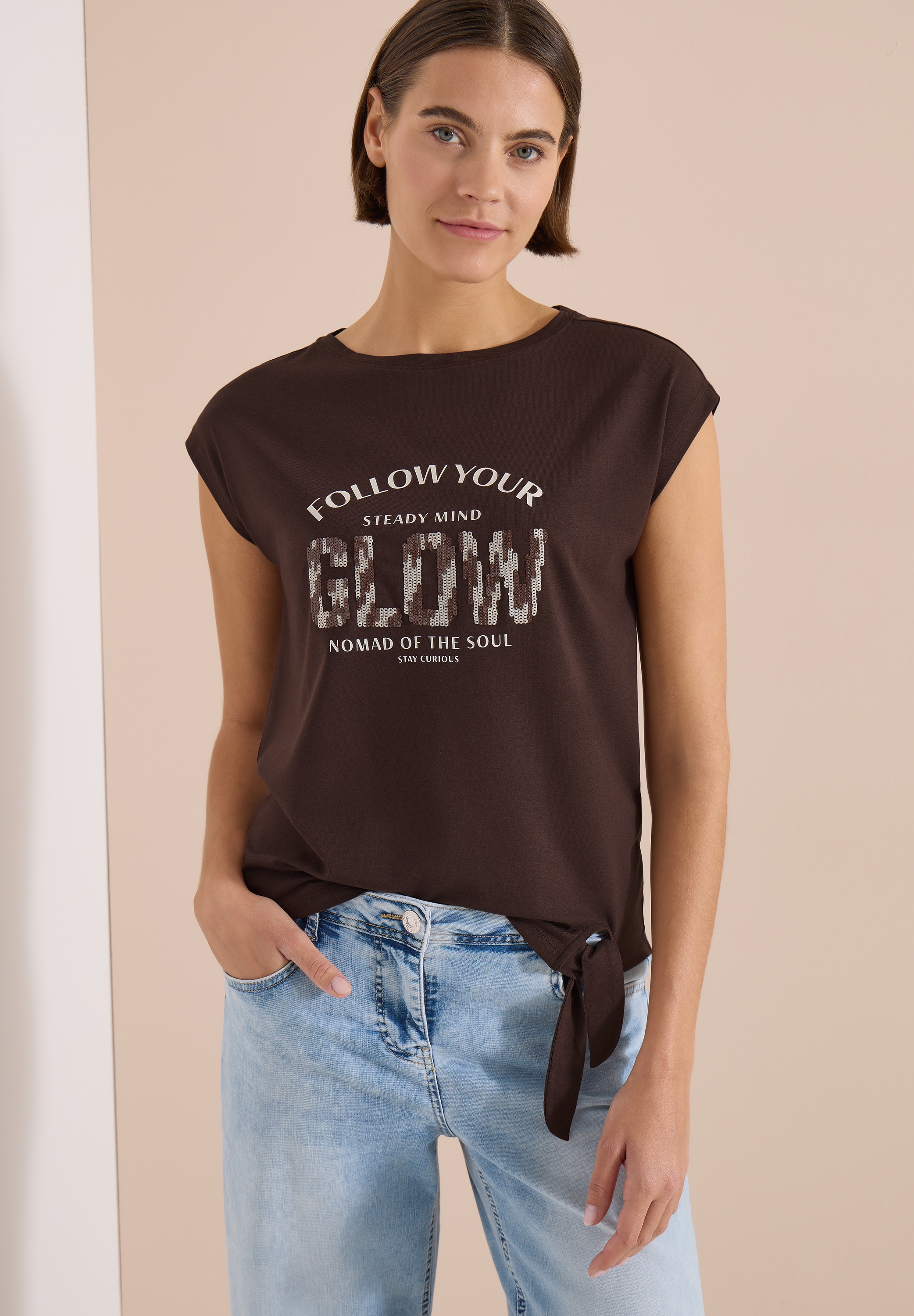 Image of Cecil Kurzarmshirt Sommershirt mit Knotendetail