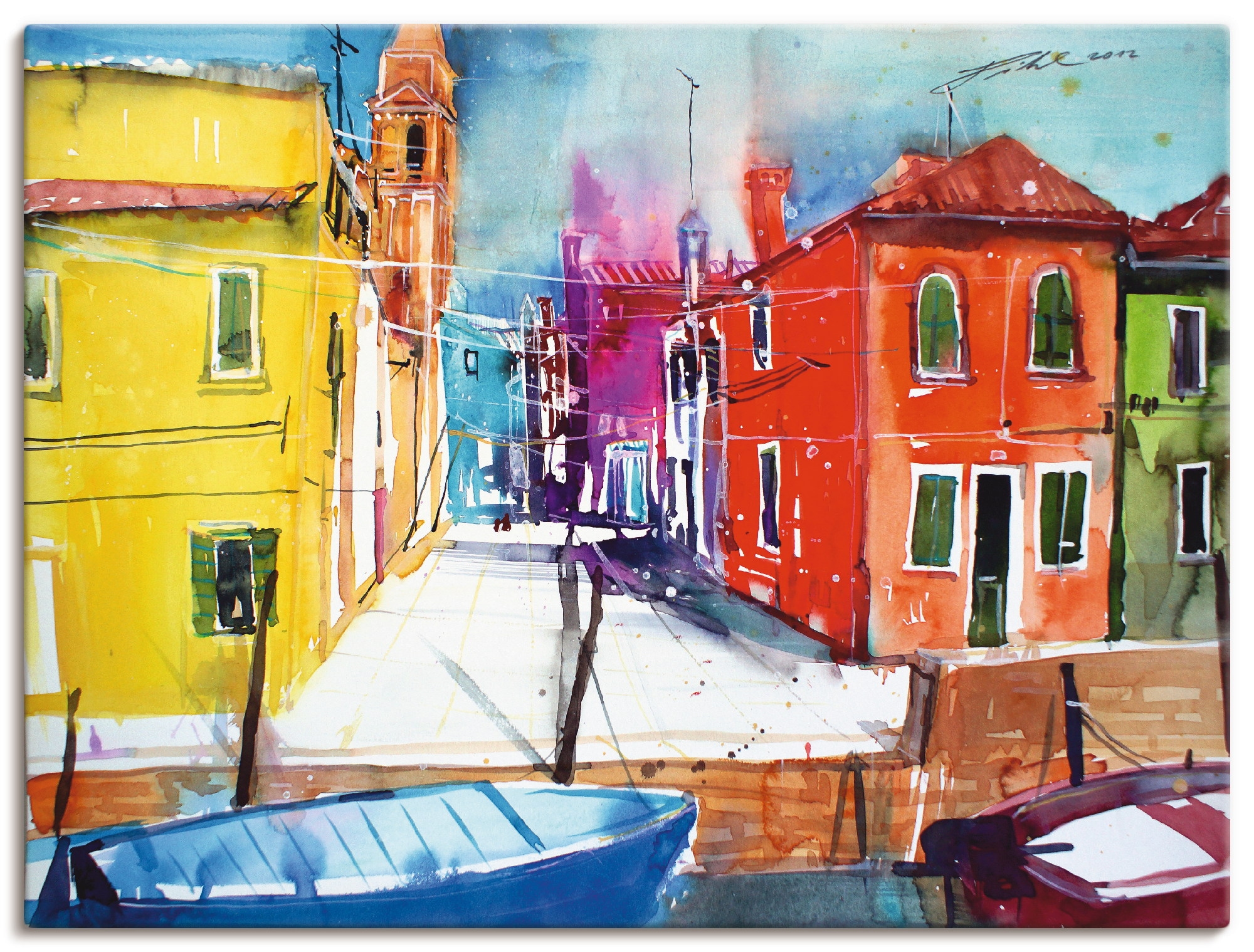 Image of Artland Leinwandbild "Venedig, Burano, Fondamenta del Pizzo" Italien 1 Stk. tlg. auf Holzrahmen gespannt
