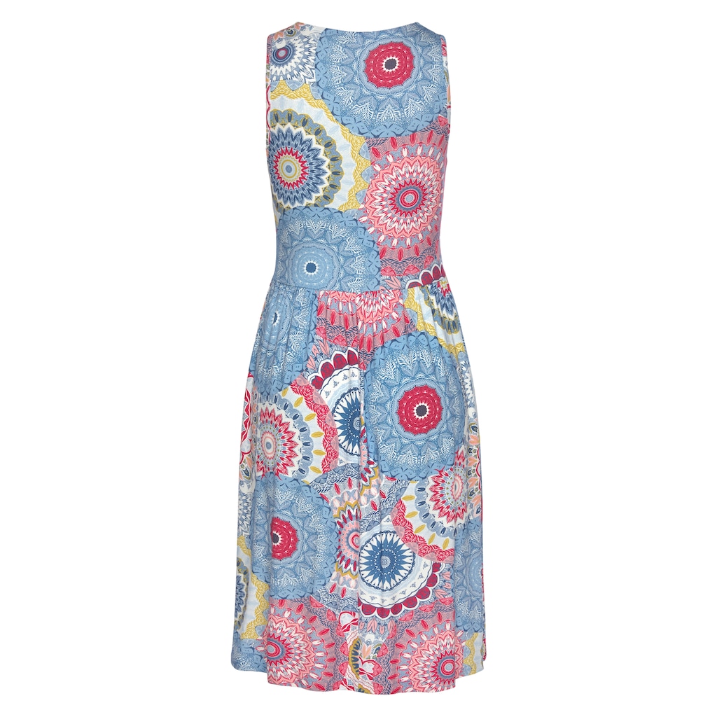 Vivance Jerseykleid, mit Alloverdruck und V-Ausschnitt, farbenfrohes Sommerkleid