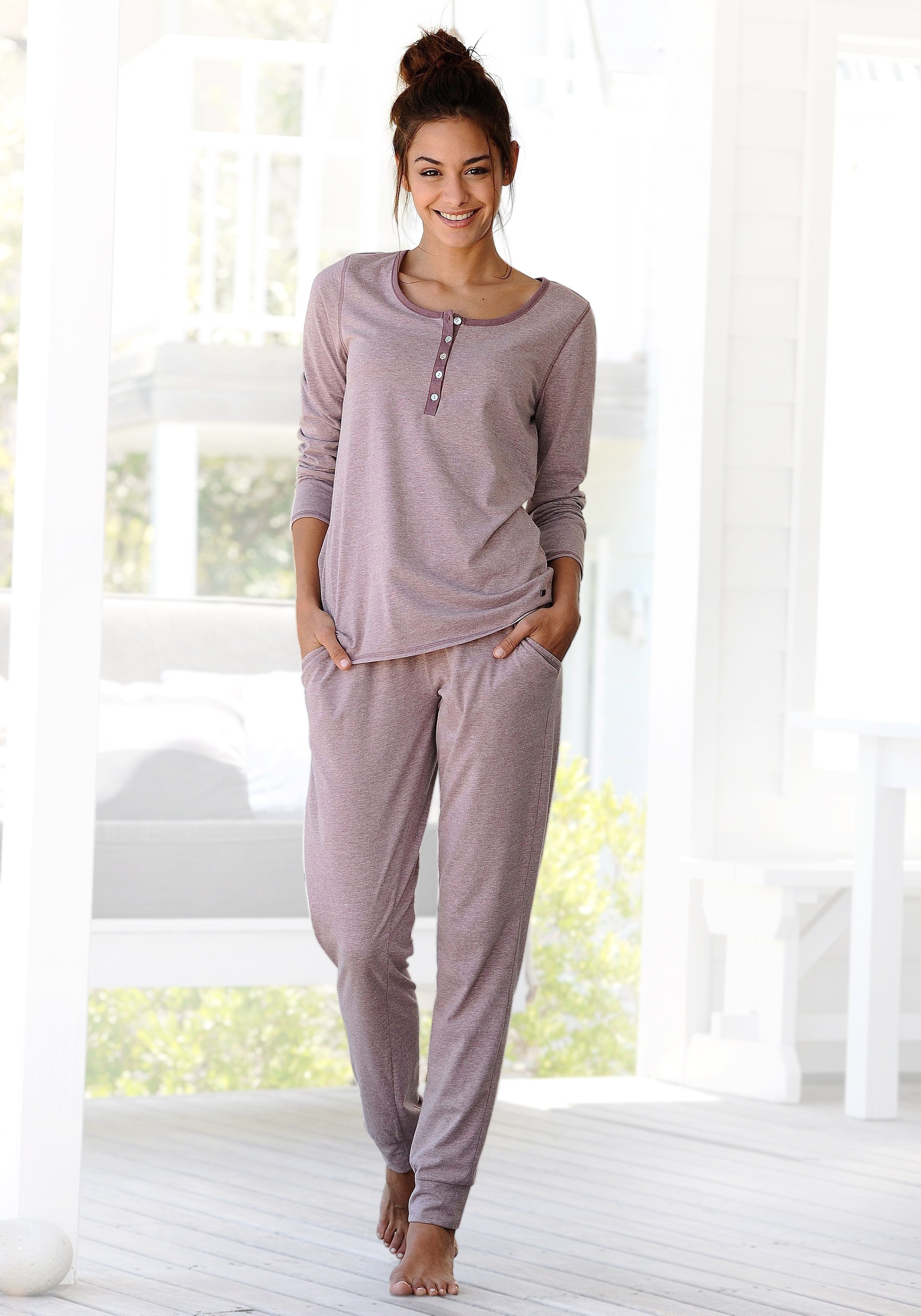 Image of Arizona Pyjama Set, 2 in melierter Qualität mit Knopfleiste