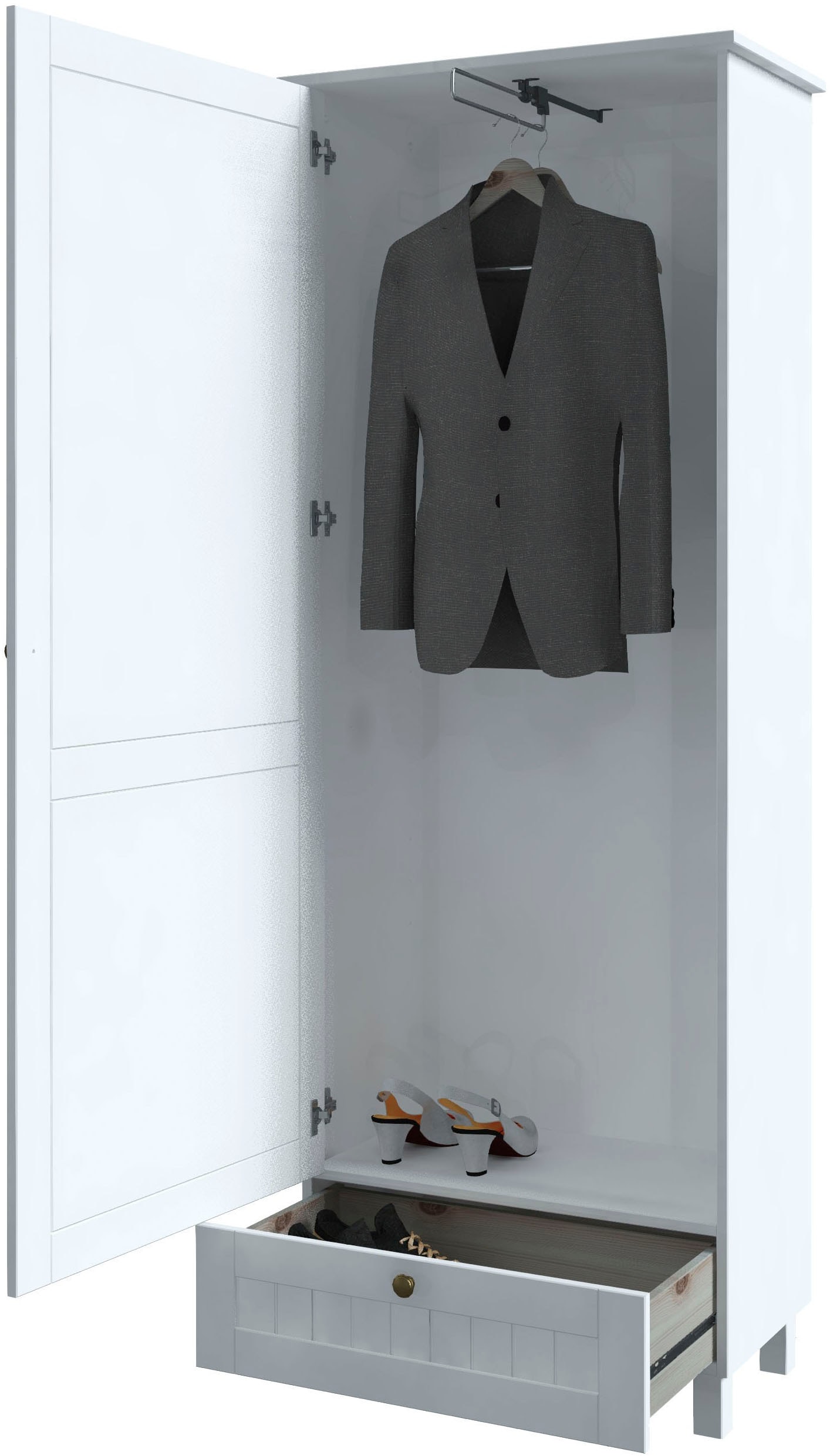GOODproduct Armoire vestiaire »Juventus« 1 cuis tlg. en pin massif, largeur 67 cm, avec tringle à vêtements