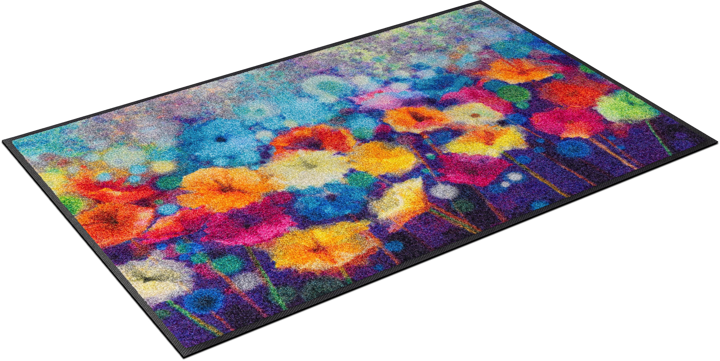 Image of wash+dry by Kleen-Tex Fussmatte "Flowerlover" rechteckig 7 mm Höhe Schmutzfangmatte, Motiv Blumen, rutschhemmend, waschbar