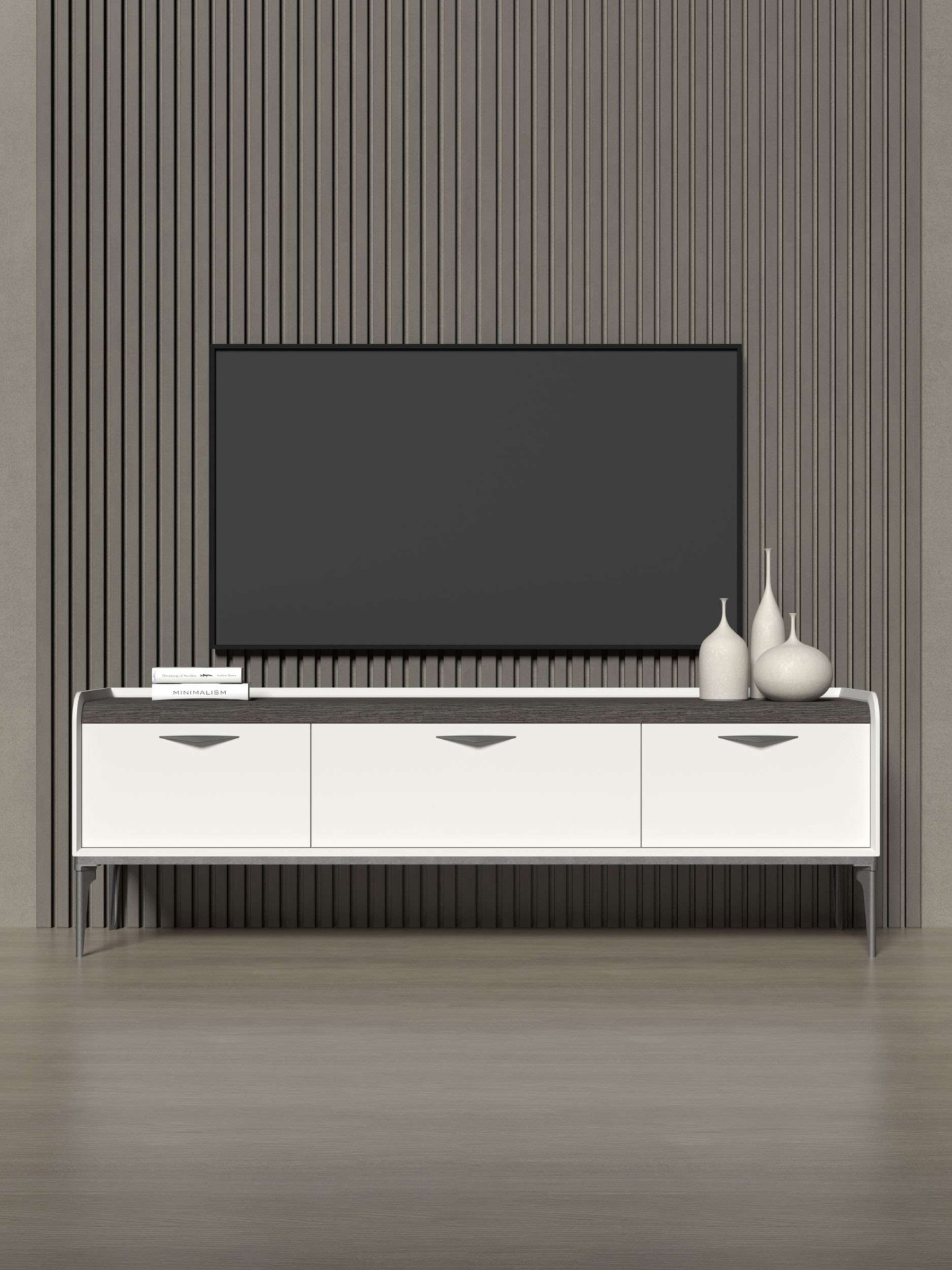 Image of GOODproduct Lowboard "Sofy TV-Lowboard, TV-Kommode, TV-Schrank, TV-Unterschrank, TV-Möbel" UV lackiert, Soft Close Funktion, Metallgestell in Anthrazit Dekor