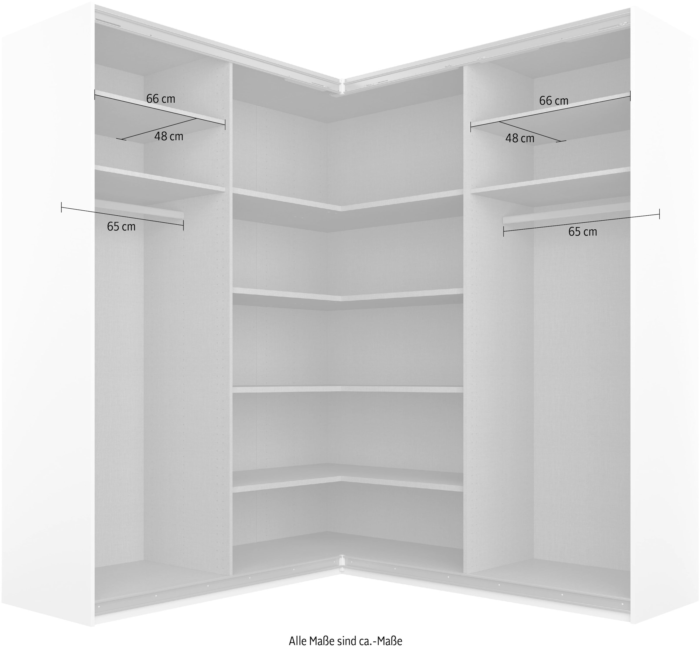rauch Schwebetürenschrank »Kleiderschrank Garderobe Eckkleiderschrank QUADRA mit edler Glasfront« in den Höhen 210/229 cm, inkl. Soft-Close-Funktion,  grosser Eckschrank mit viel Stauraum, Mass 181x187 cm MADE IN GERMANY