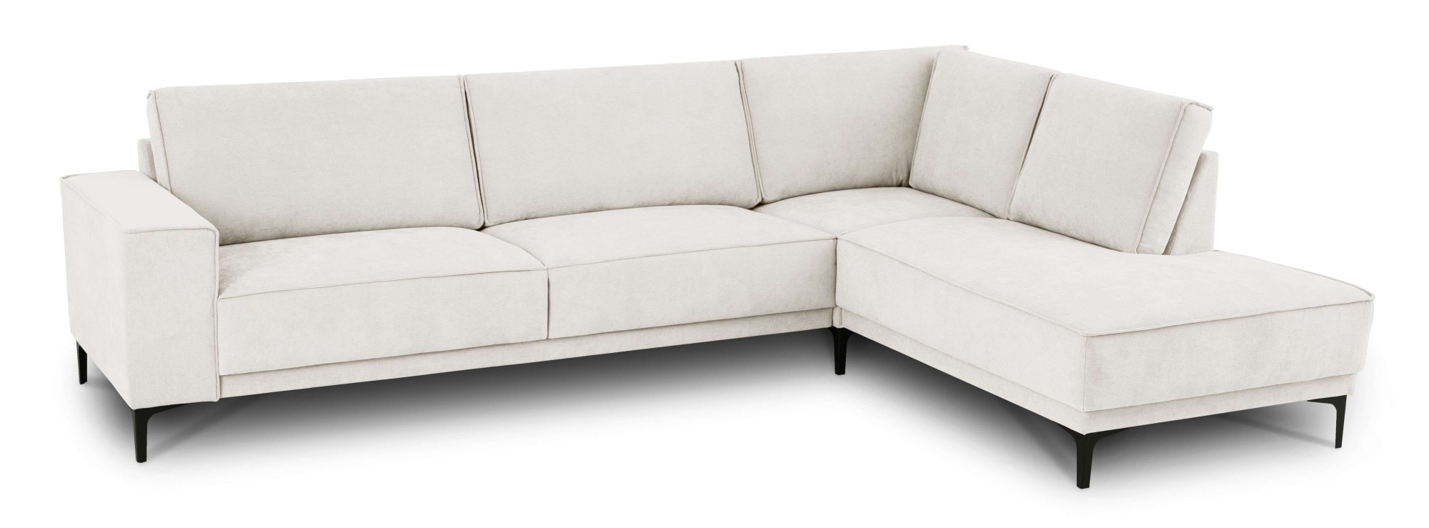 PLACES OF STYLE Canapé d'angle »Polsterecke Oland, Struktur, Flachgewebe, Luxus-Microfaser, Boucle« L-Form, 289 cm, Wellenunterfederung, Skandi-Design, Metallfüsse