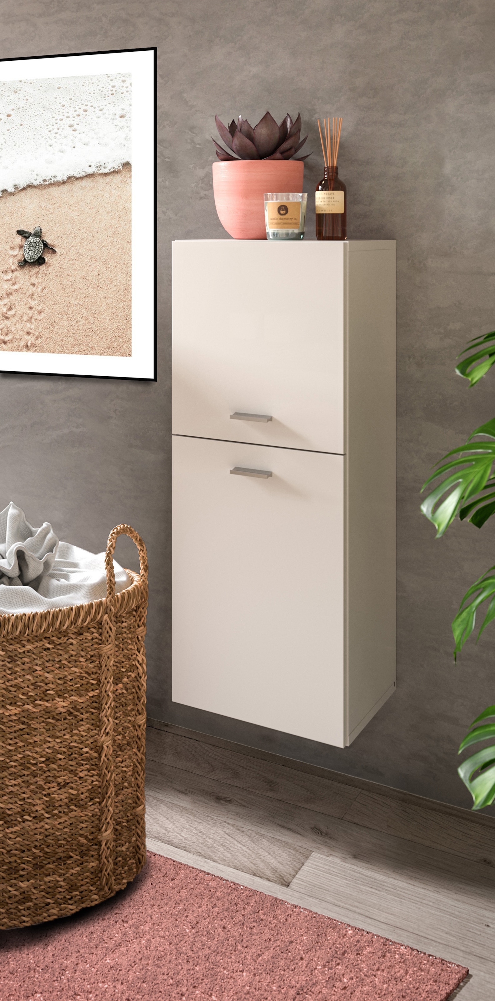 Image of welltime Midischrank "Tampa, Höhe 80cm, hängend oder stehend montierbar" Badschrank, Bad-Möbel, Badezimmer