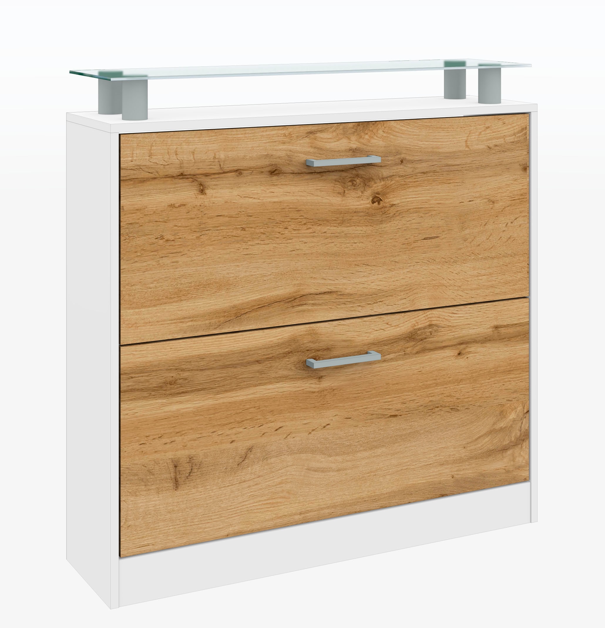 Image of borchardt Möbel Schuhschrank "Finn, Schuhregal, Schuhkipper für 12-16 Paar Schuhe" Breite 89 cm, mit Glasablage