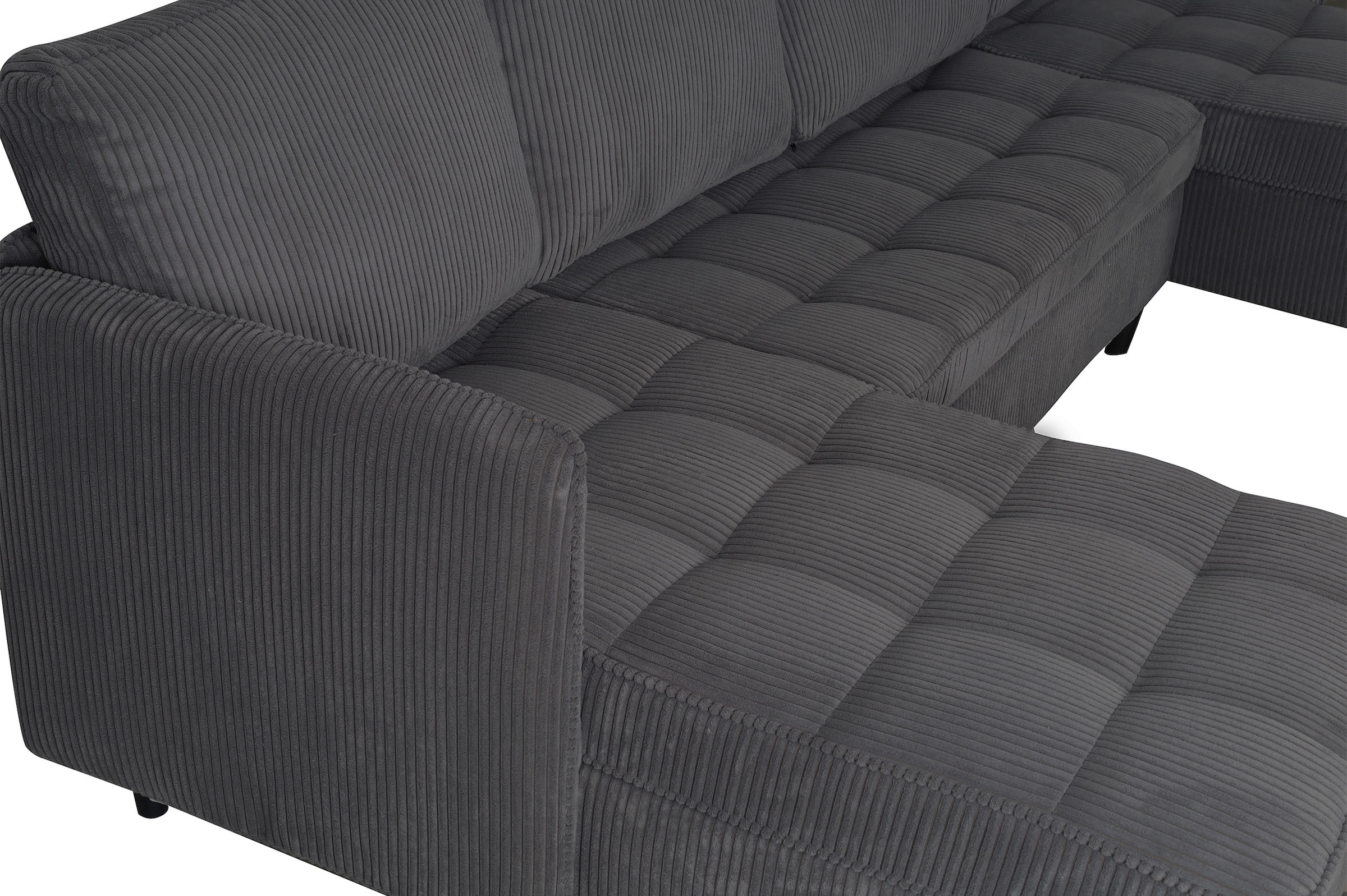 Dorel Home Paysage de salon »LINDHUS, U-Form, Breite 254 cm, verschiedene Stellvarianten, Modulsofa« Recamiere, Stauraum, Cord und Chenille-Bezug