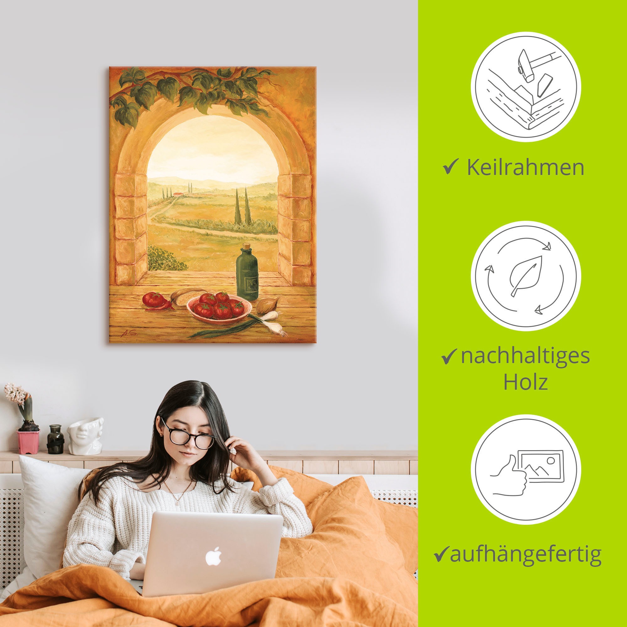 Artland Leinwandbild »Fensterblick« Fensterblick 1 Stk. tlg. auf Holzrahmen gespannt