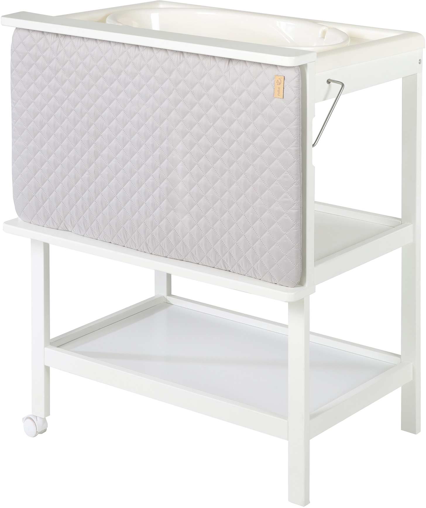 roba® Bade- und Wickelregal »Style, Baby Pool, weiss«, bis 11 kg, inkl. Wickelauflage silbergrau, 47 cm