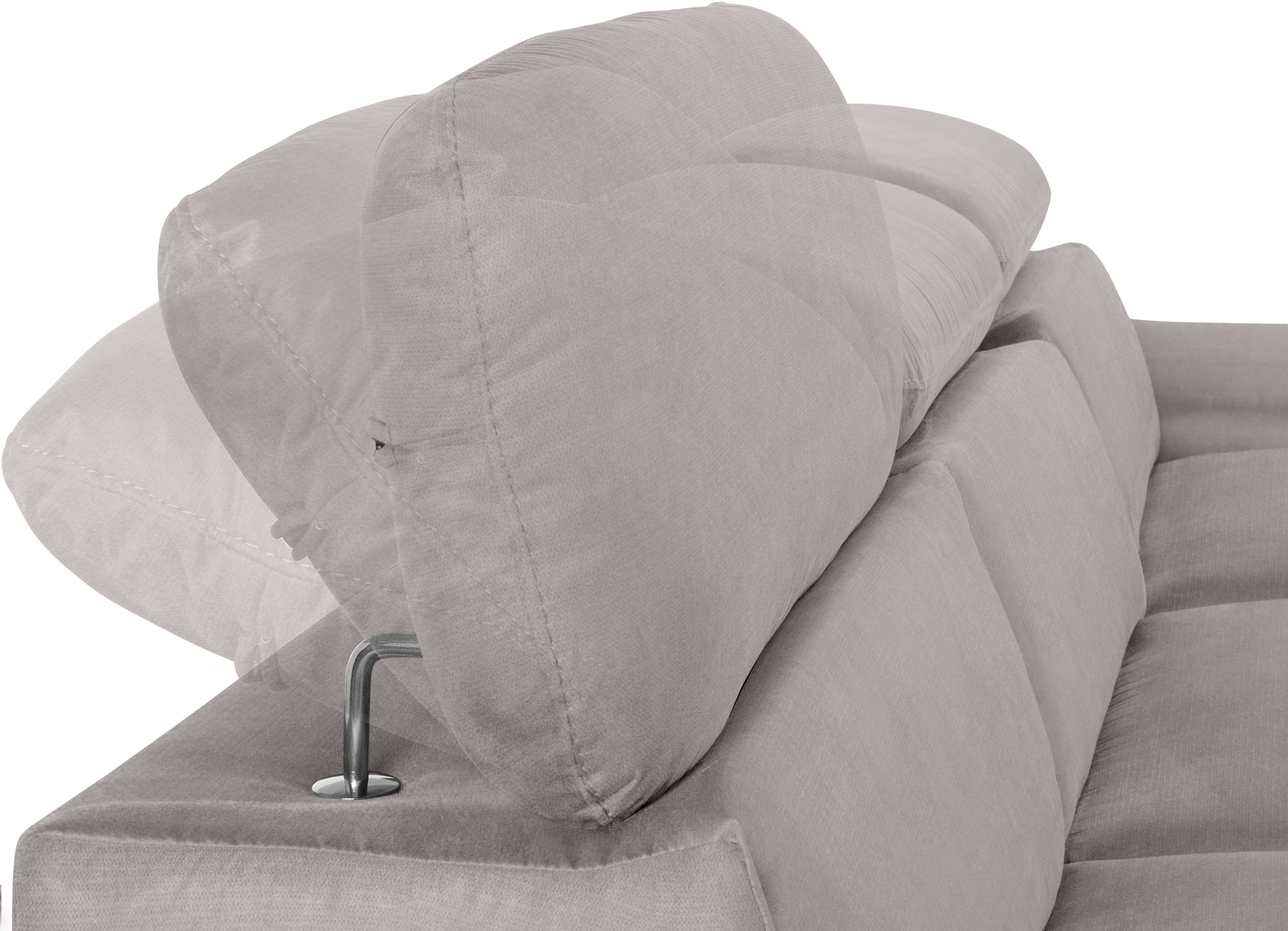 COTTA Ecksofa »Lola L-Form mit Kopfteilfunktion & Hocker«, (Set, mit Hocker), wahlweise mit Bettfunktion, Bettkasten & Armteilverstellung