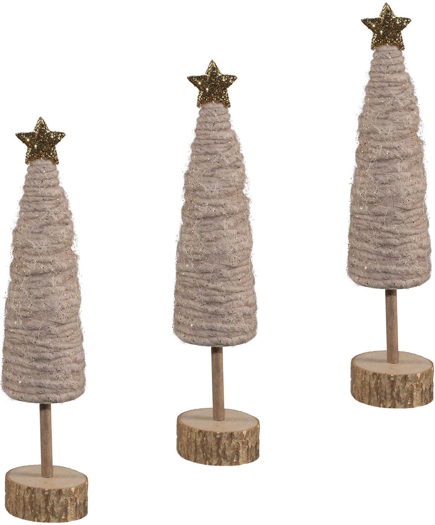 Dekobaum »Weihnachtsdeko«, aus Holz und Wolle, Höhe je ca. 25 cm