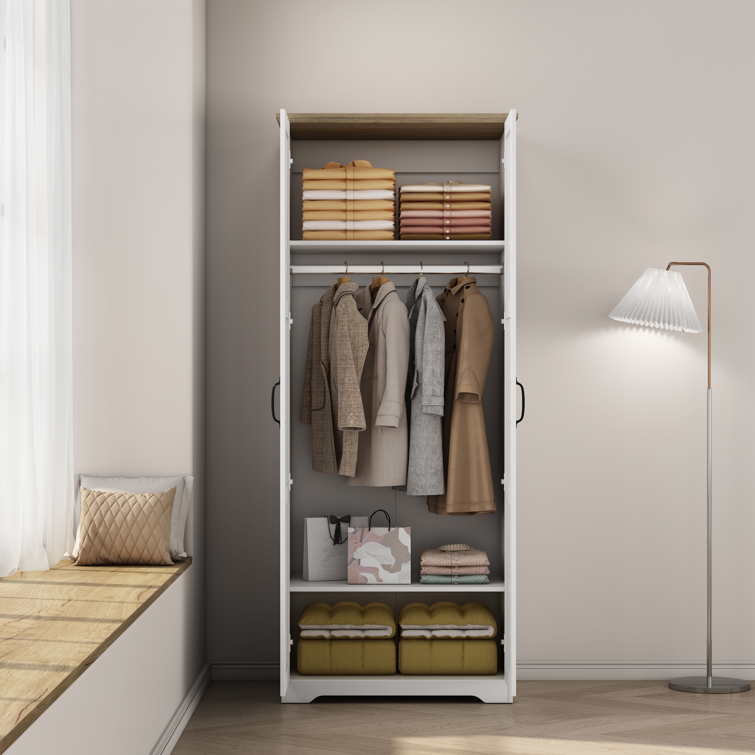 GOODproduct Kleiderschrank »Emmilia Schrank Schlafzimmerschrank im Landhaus Design« Landhaus Schrank mit  2 Türen in Breite 82,7cm, Höhe 2m
