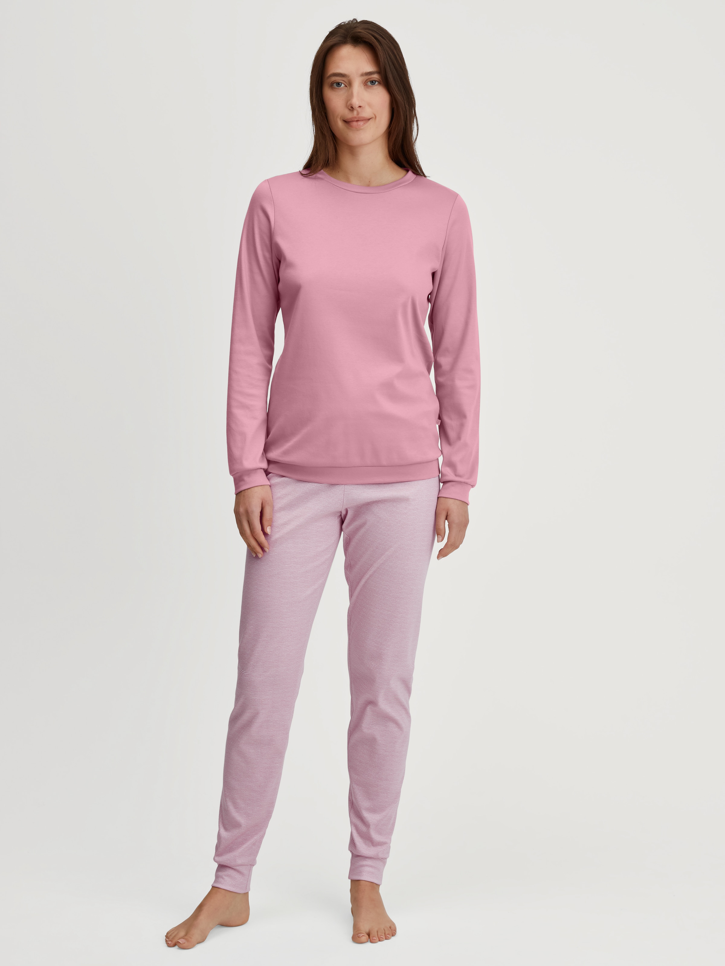 Image of CALIDA Schlafanzug "Striped Dreams" 2 tlg. Rundhalsausschnitt, Interlock-Qualität, wärmend, lange Ärmel