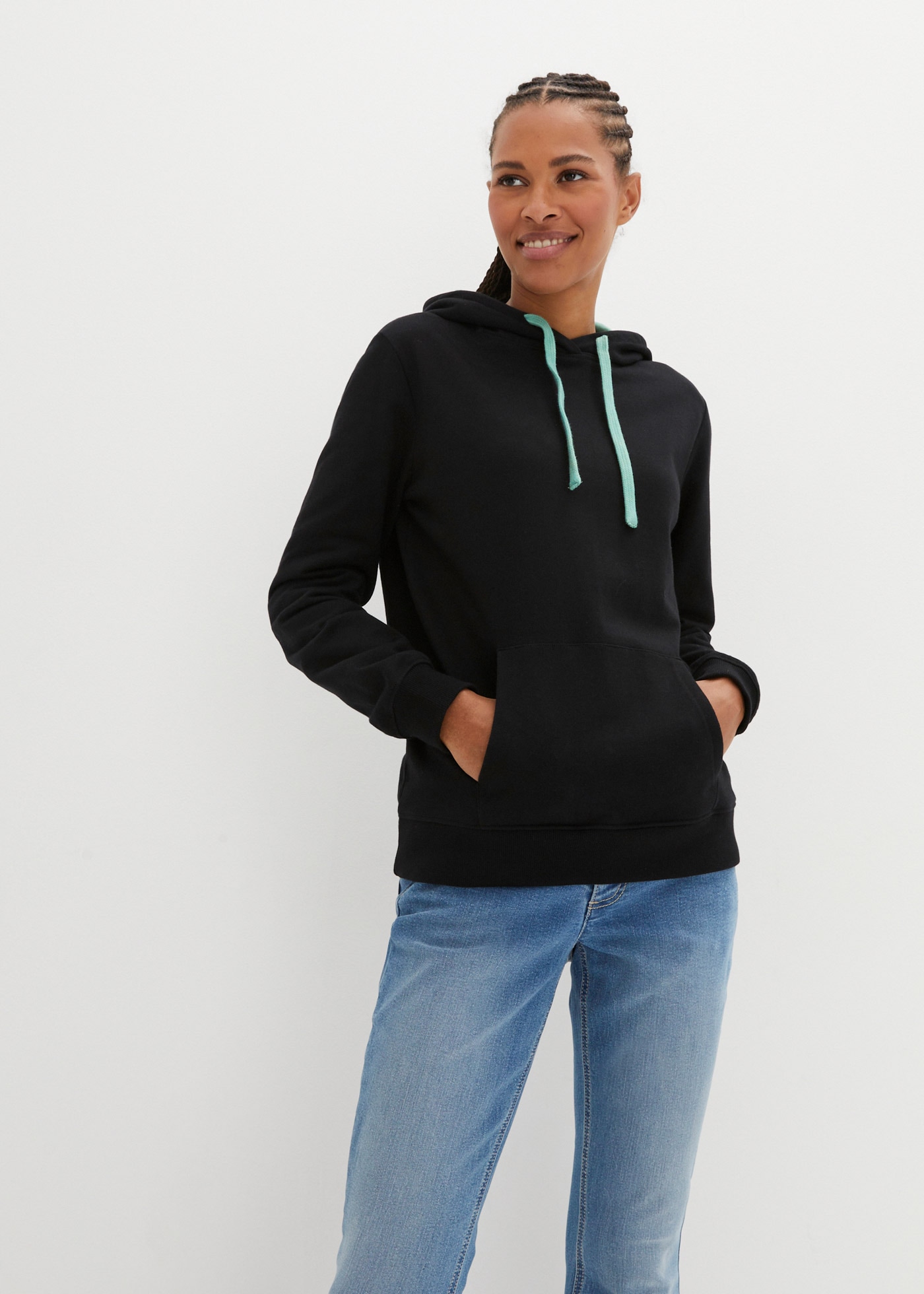 Image of bonprix Hoodie, mit Stehkragen, Oversize Passform, aus Baumwolle