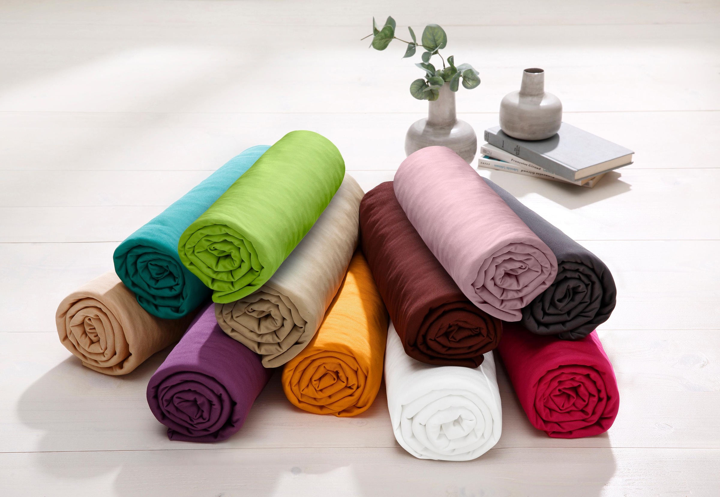 my home Spannbettlaken »Paprika, weicher Jersey aus Mikrofaser, aus 100% Polyester hergestellt«, Mikrofaser, Spannbettlaken für Matratzenhöhe bis zu 18 cm, Bettlaken mit Gummizug