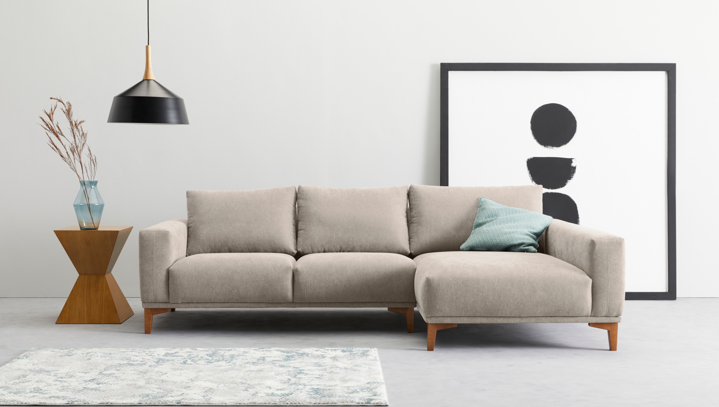 Image of andas Ecksofa »Askan«, mit Wellenunterfederung und massiven Holzfüssen bei Ackermann Versand Schweiz