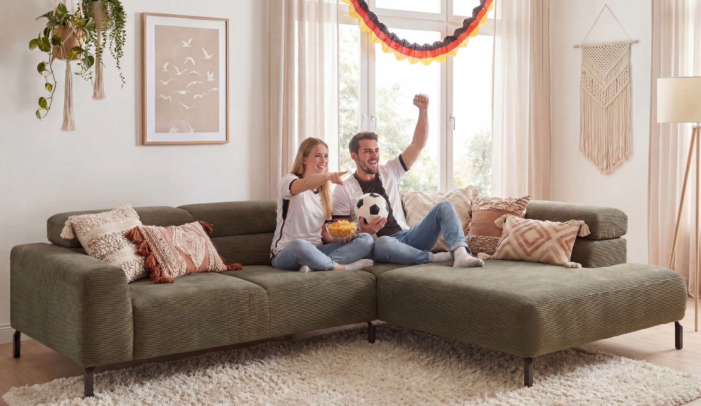 Home affaire Ecksofa »Antonelli, L-Form,  inkl. Kopfteilverstellung, Breite 276 cm« ohne Sitztiefenverstellung, in Cord, taupe