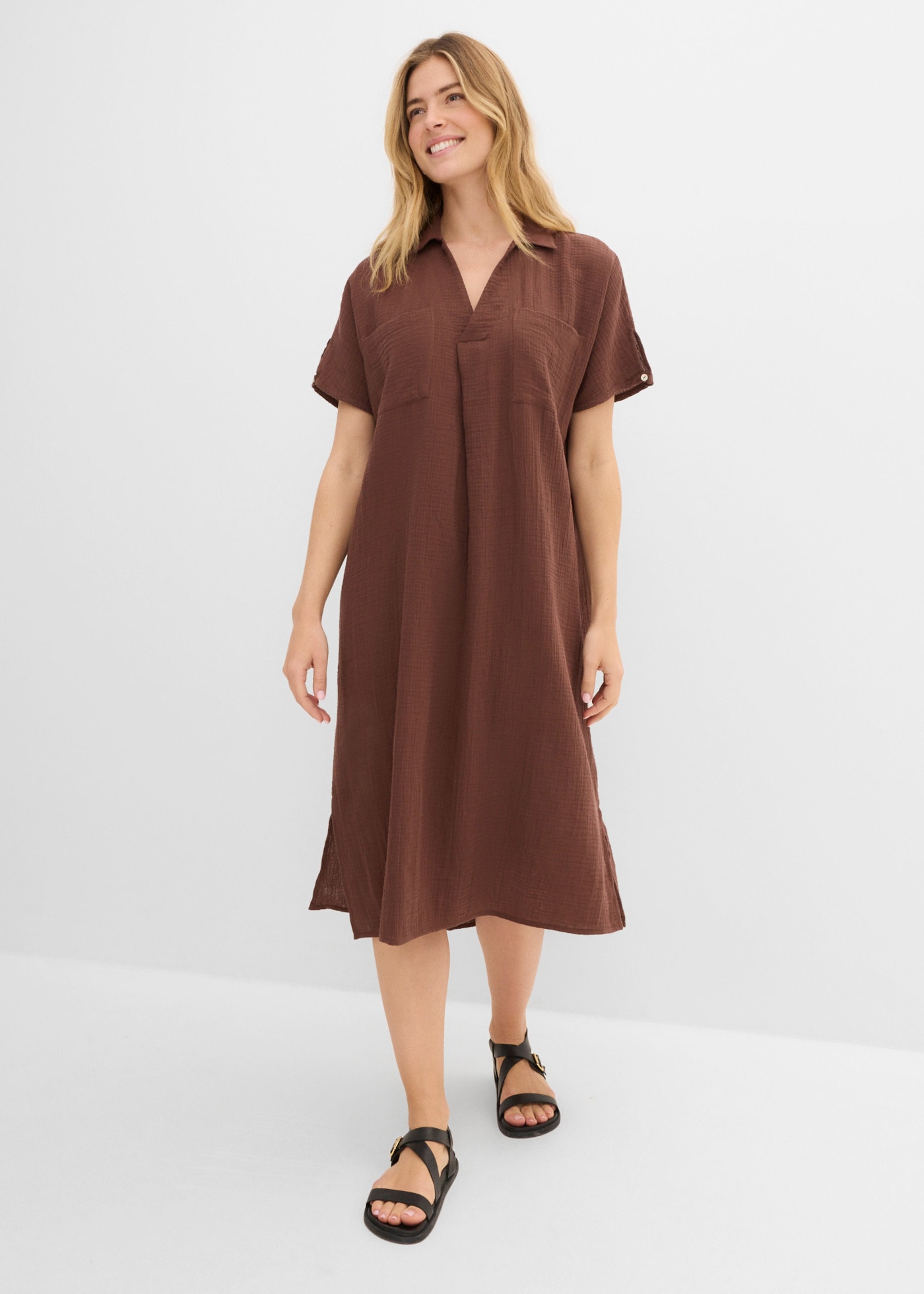bonprix Oversize-Passform, Kaftan-Schnitt, Kimonoärmel, aus Baumwolle