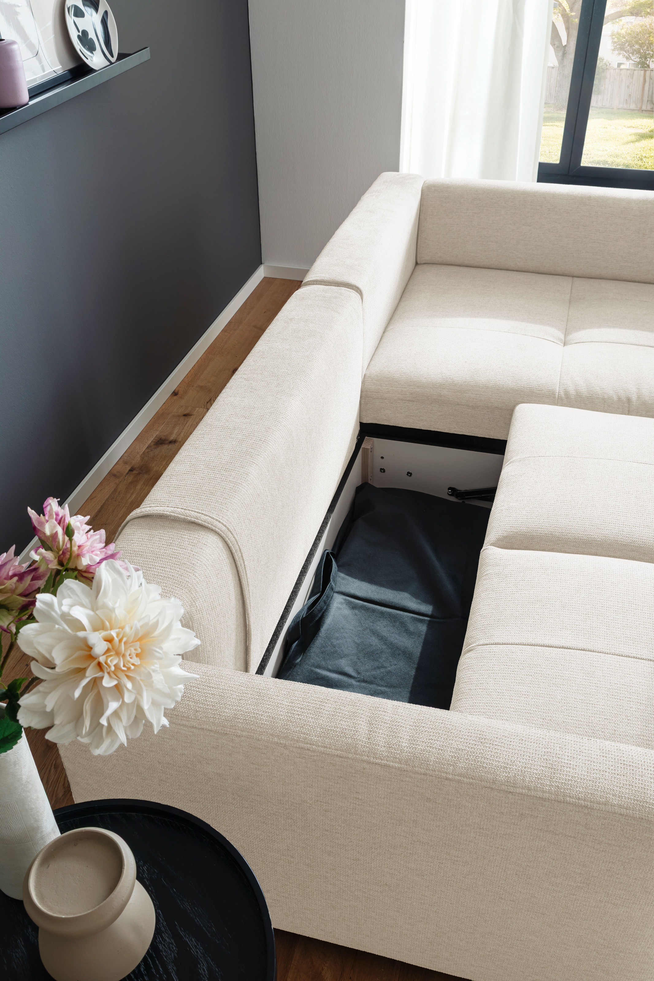 Mr. Couch Ecksofa »Pierre, L-Form mit BoxSpring« Mit Boxpring-Taschenfederkern