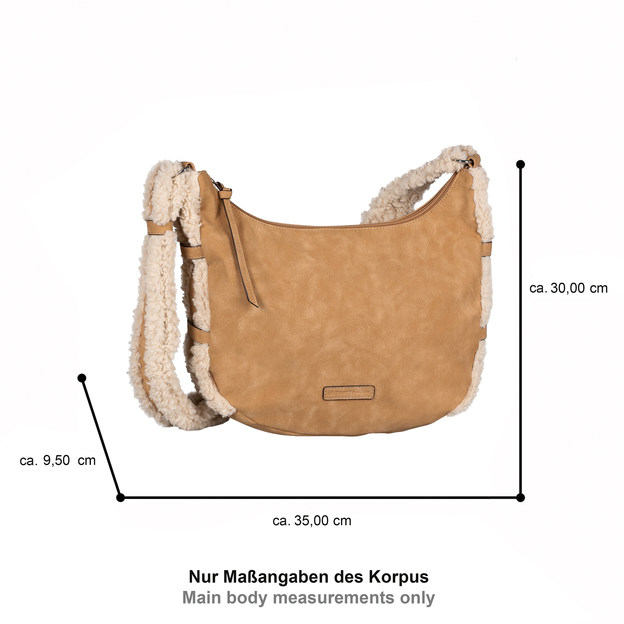 TOM TAILOR Sac à bandoulière »Neela« Sac bandoulière femme avec imitation fourrure douce sur la sangle