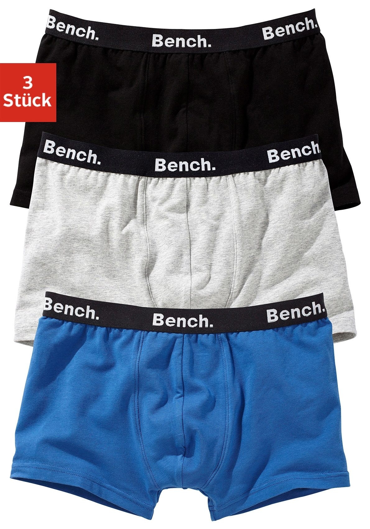 Image of Bench. Boxer "Boxershorts für Jungen" Packung, 3 Stk. unifarben, mit Logoschriftzügen, Baumwollmischung