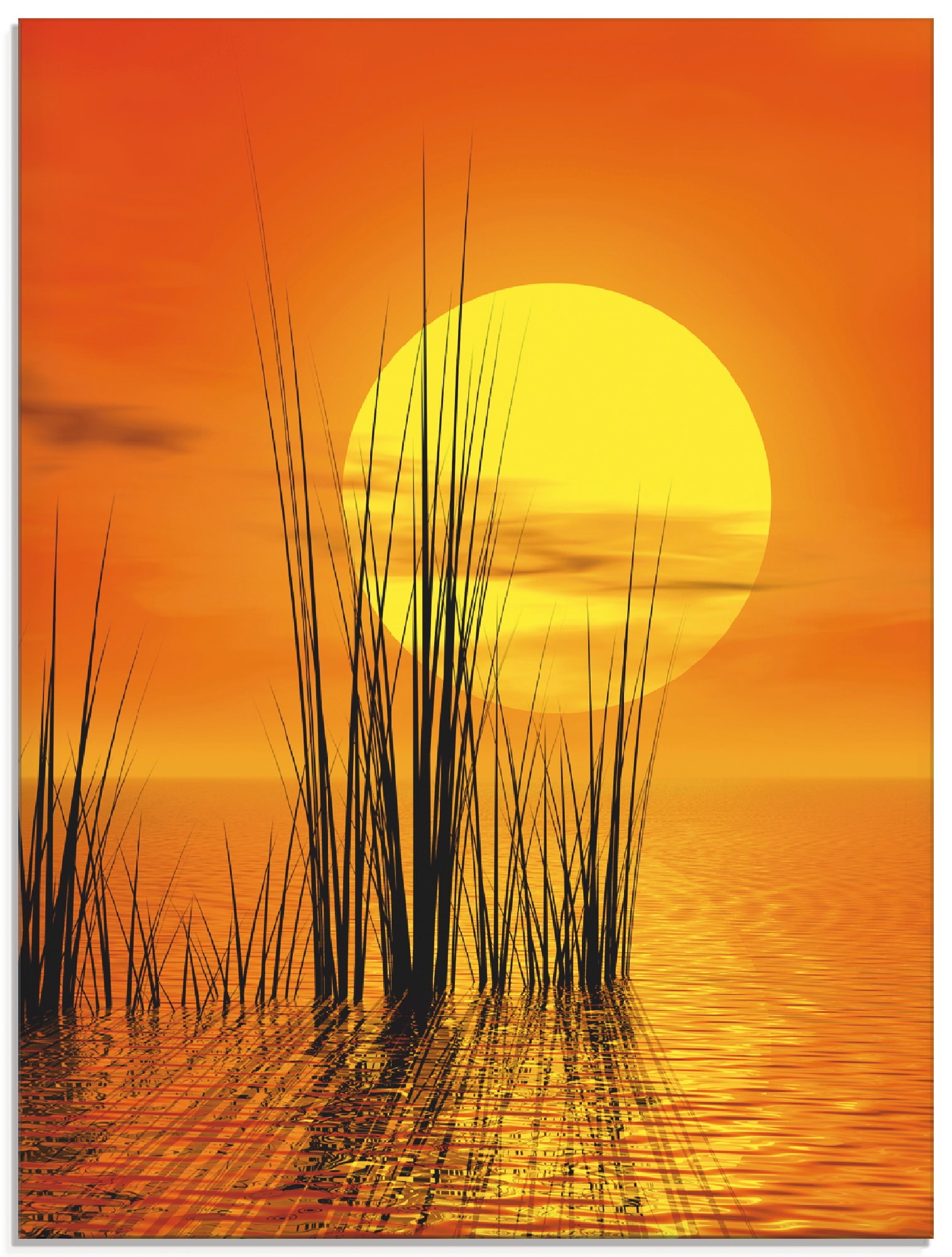 Image of Artland Glasbild "Sonnenuntergang mit Schilf" Sonnenaufgang & -untergang 1 Stk. tlg. in verschiedenen Grössen