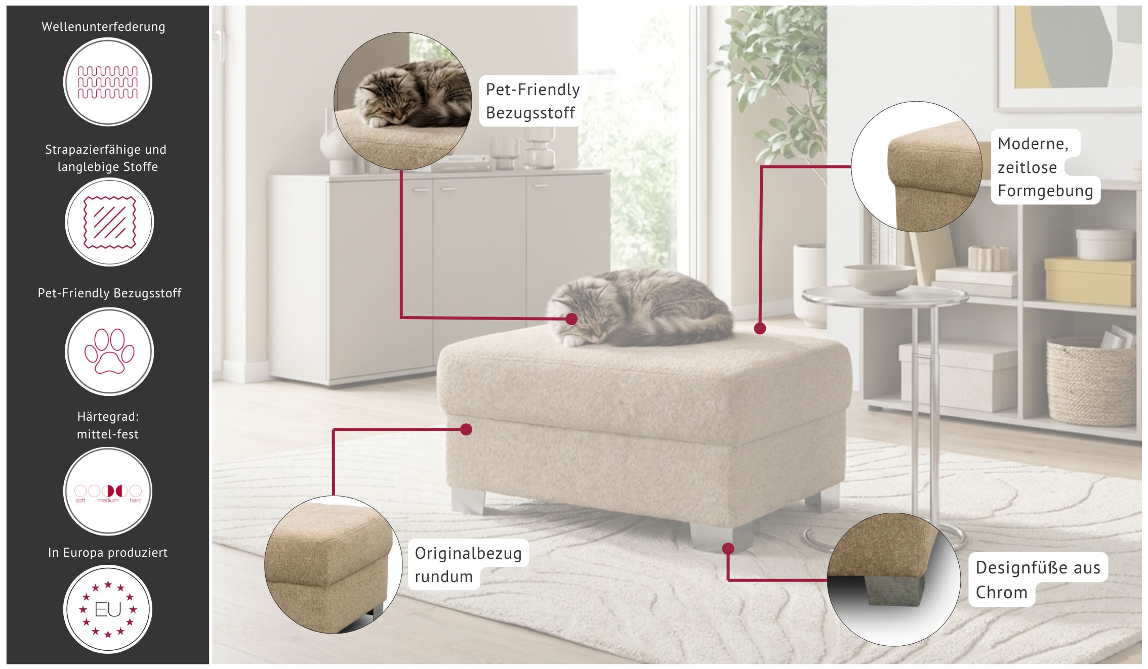 GOODproduct Tabouret »Lolland« adapté au canapé Lolland, largeur 83 cm, combinable individuellement