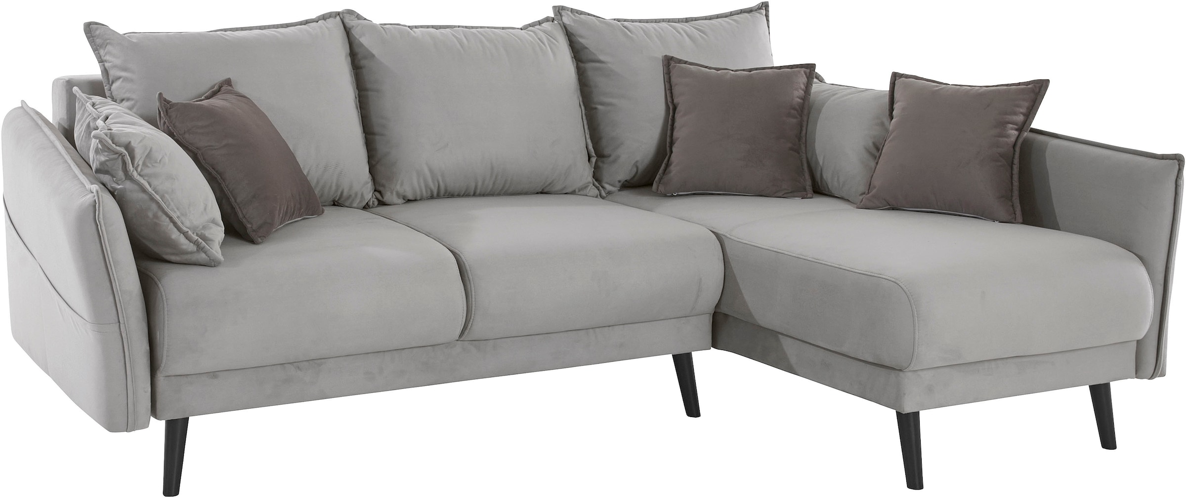 INOSIGN Ecksofa »Asra L-Form«, incl. Bettfunktion und Bettkasten, Seitentasche im Armteil, Federkern