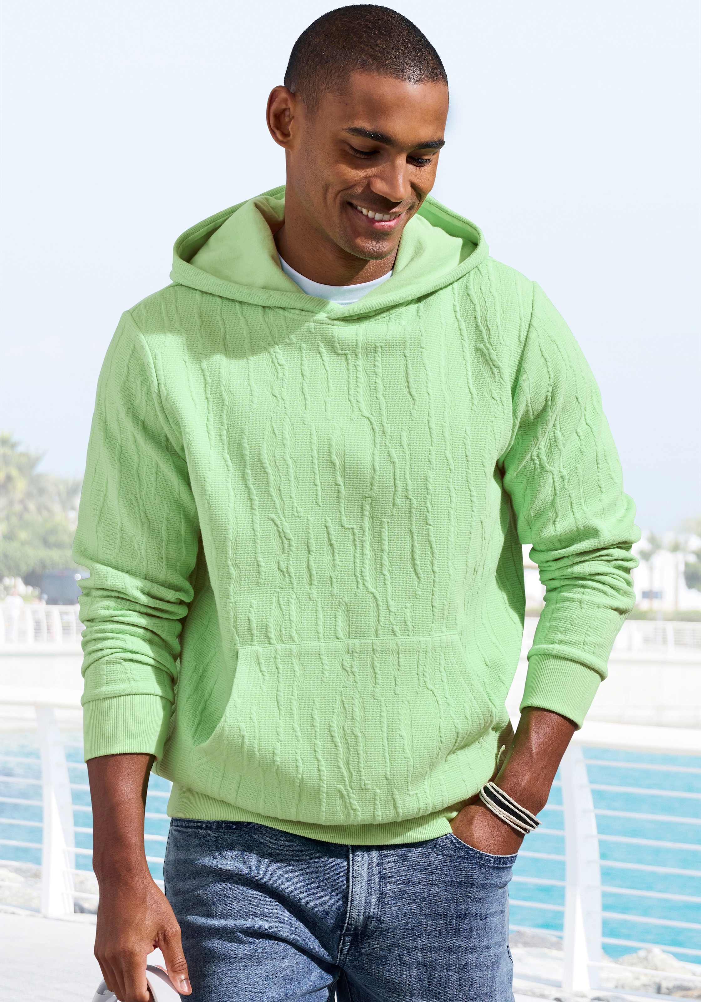 Image of John Devin Hoodie "- Struktur Sweat mit Kapuze bis Grösse 5XL", innen angeraute Sweatware mit besonderer Struktur-Optik