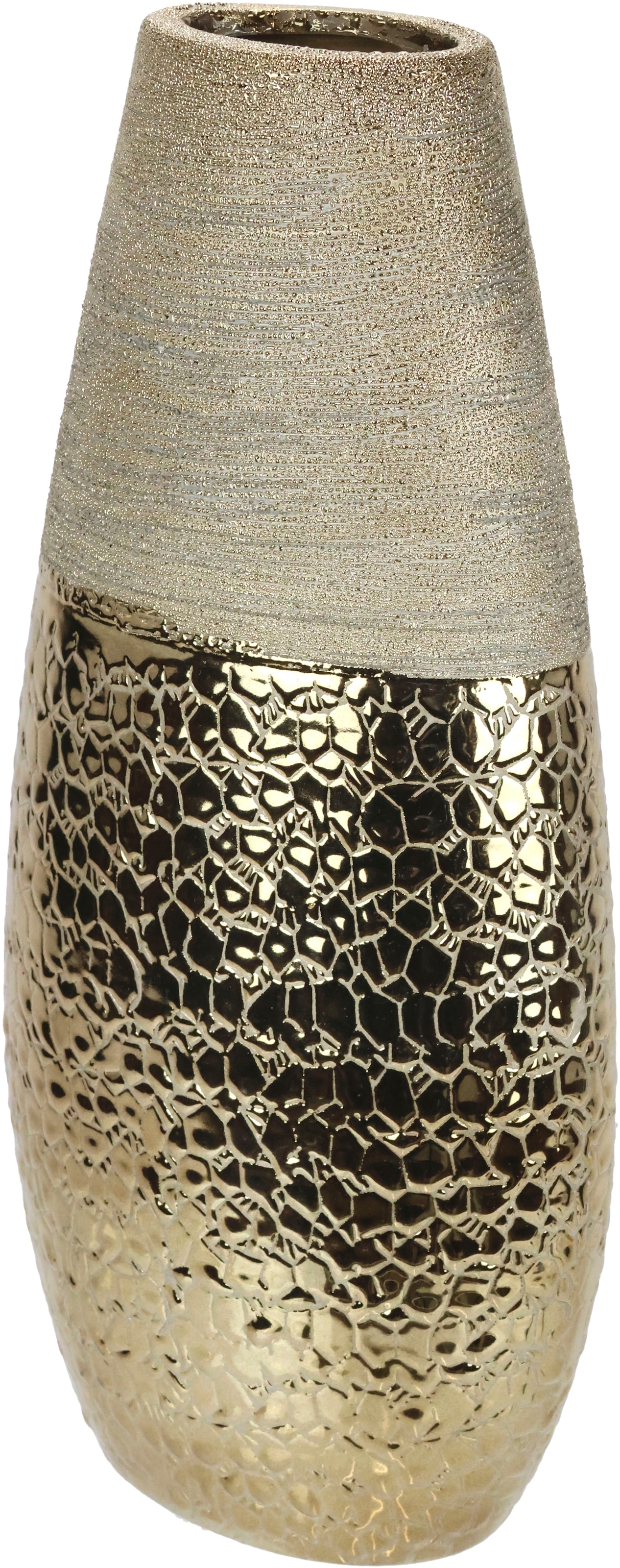 I.GE.A. Dekovase »Blumenvase«, (1 St.), Dekovase Zylindervase silberfarben weiss glänzend Blumenvase Modern Tischvase