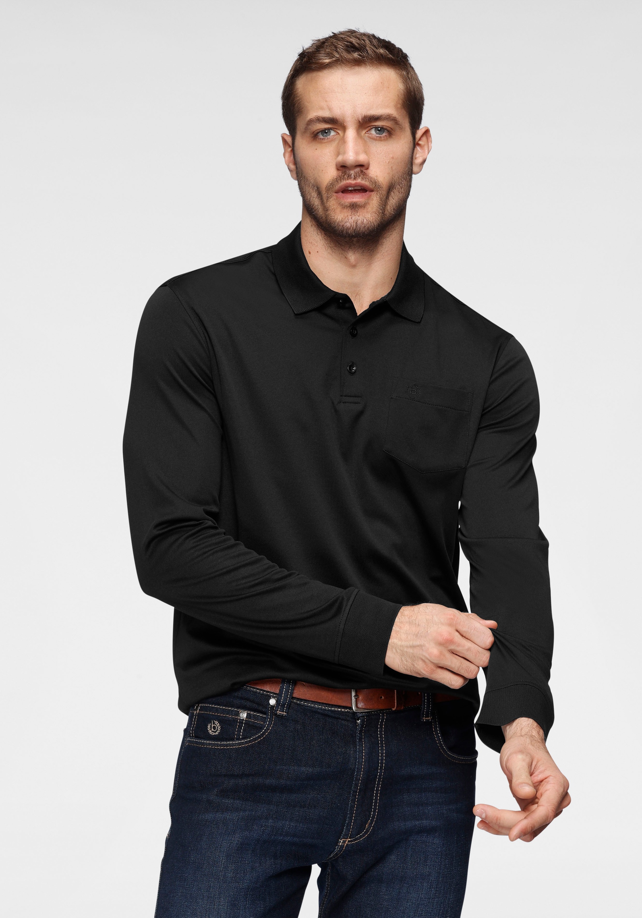 Image of bugatti Langarm-Poloshirt, in feiner Piqué- Qualität bei Ackermann Versand Schweiz