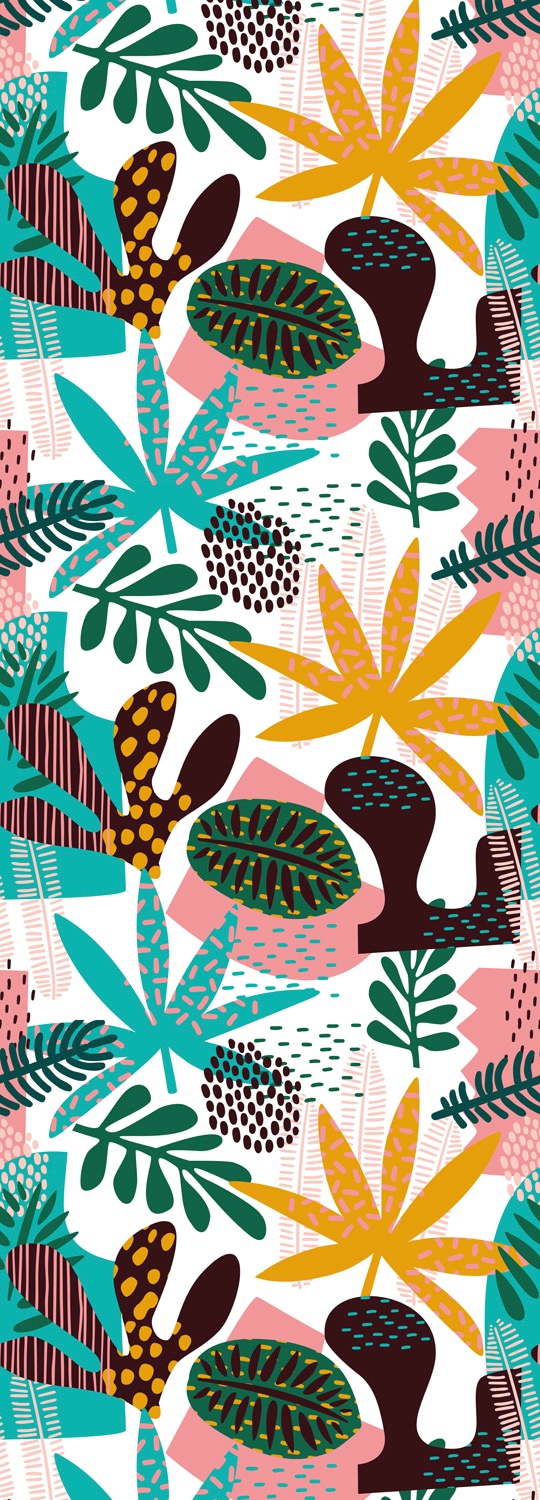 Image of queence Vinyltapete "Liva" Motiv bedruckt botanisch floral gemustert natürlich glatt 90x250cm, selbstklebend, kinderleichte Anbringung, Sticker