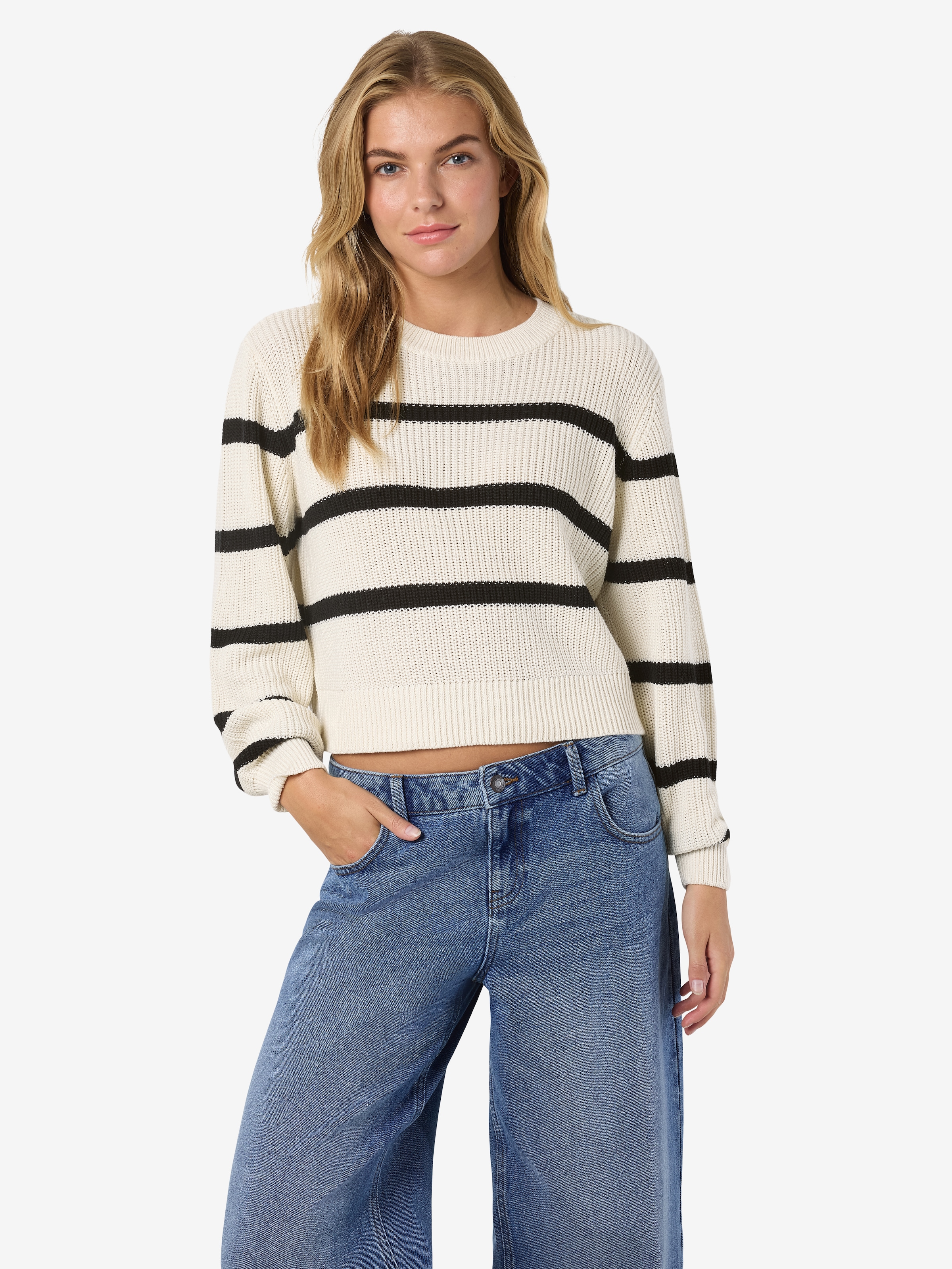 Image of Noisy may Strickpullover "NMMAYSA L/S STRIPE O-NECK KNIT NOOS"