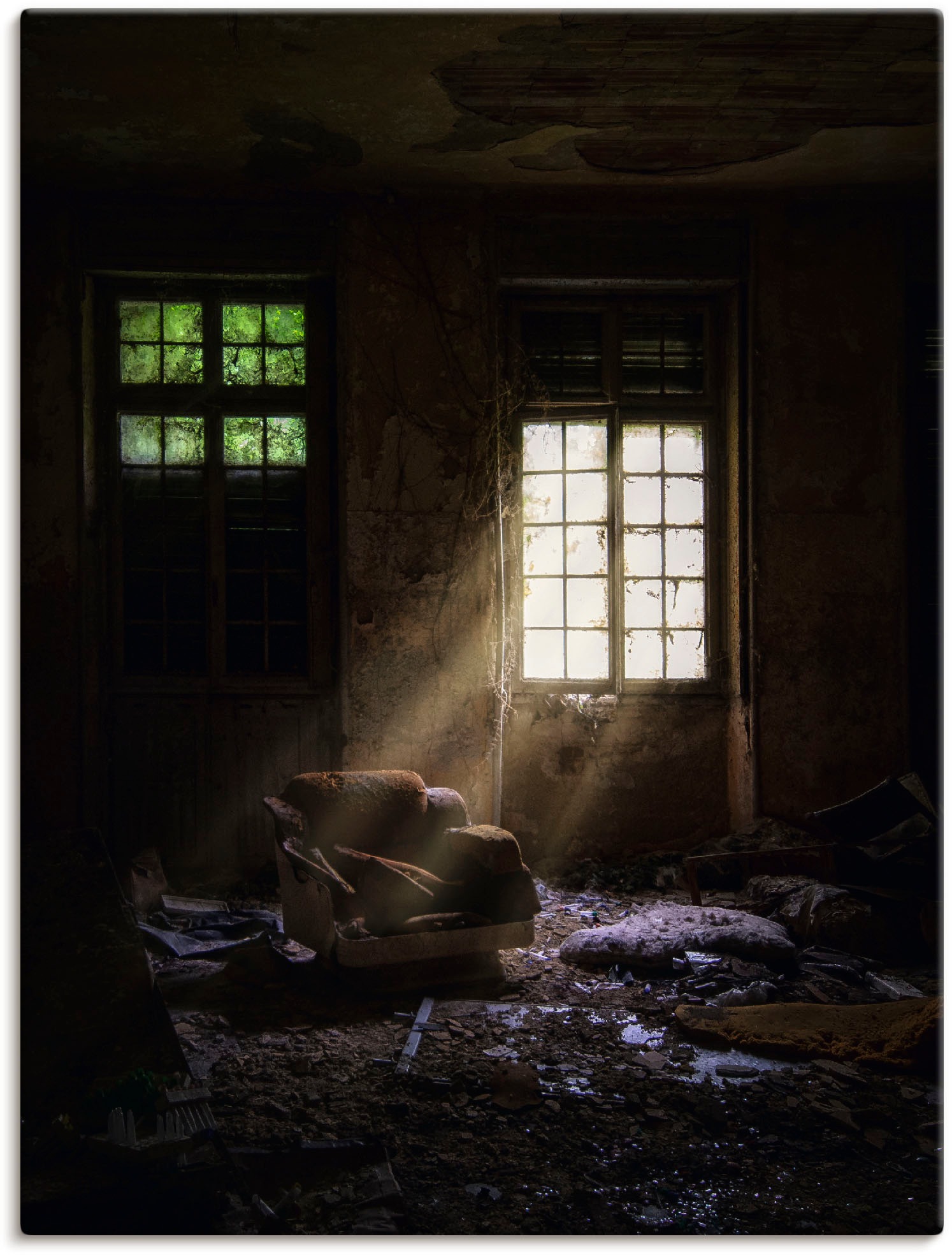 Image of Artland Wandbild »Lost Place Fensterplatz Sessel«, Fenster & Türen, (1 St.), in vielen Grössen & Produktarten - Alubild / Outdoorbild für den Aussenbereich, Leinwandbild, Poster, Wandaufkleber / Wandtattoo auch für Badezimmer geeignet bei Ackermann Versan