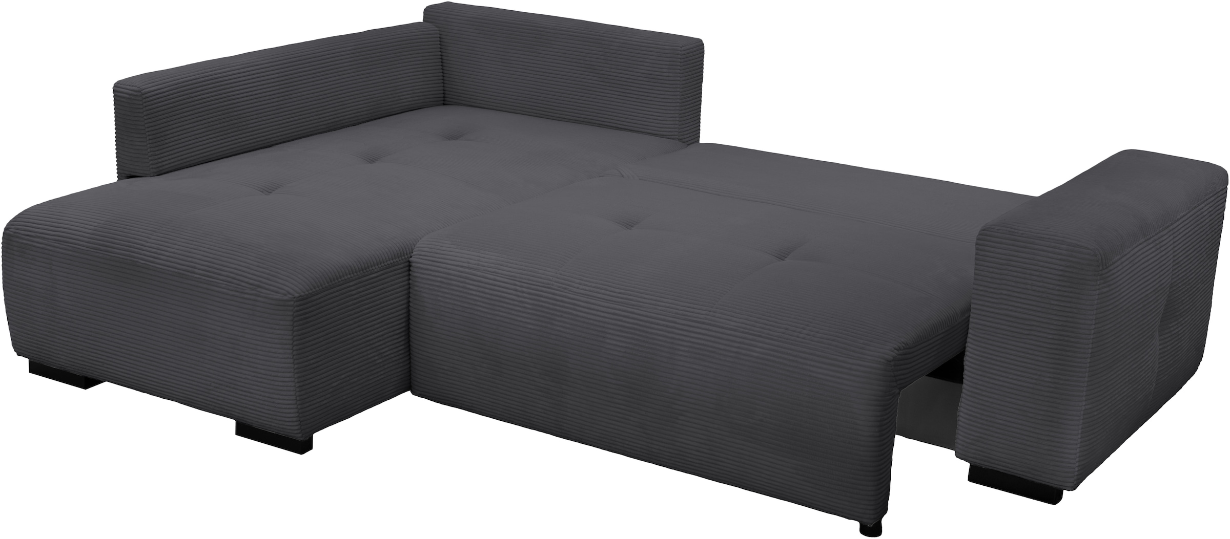 exxpo - sofa fashion Canapé d'angle »Arpino, elegant & bequem, Ottomane beidseitig montierbar, L-Form« Breite 243cm, komfortable Wellenunterfederung,  moderner Cord Bezug