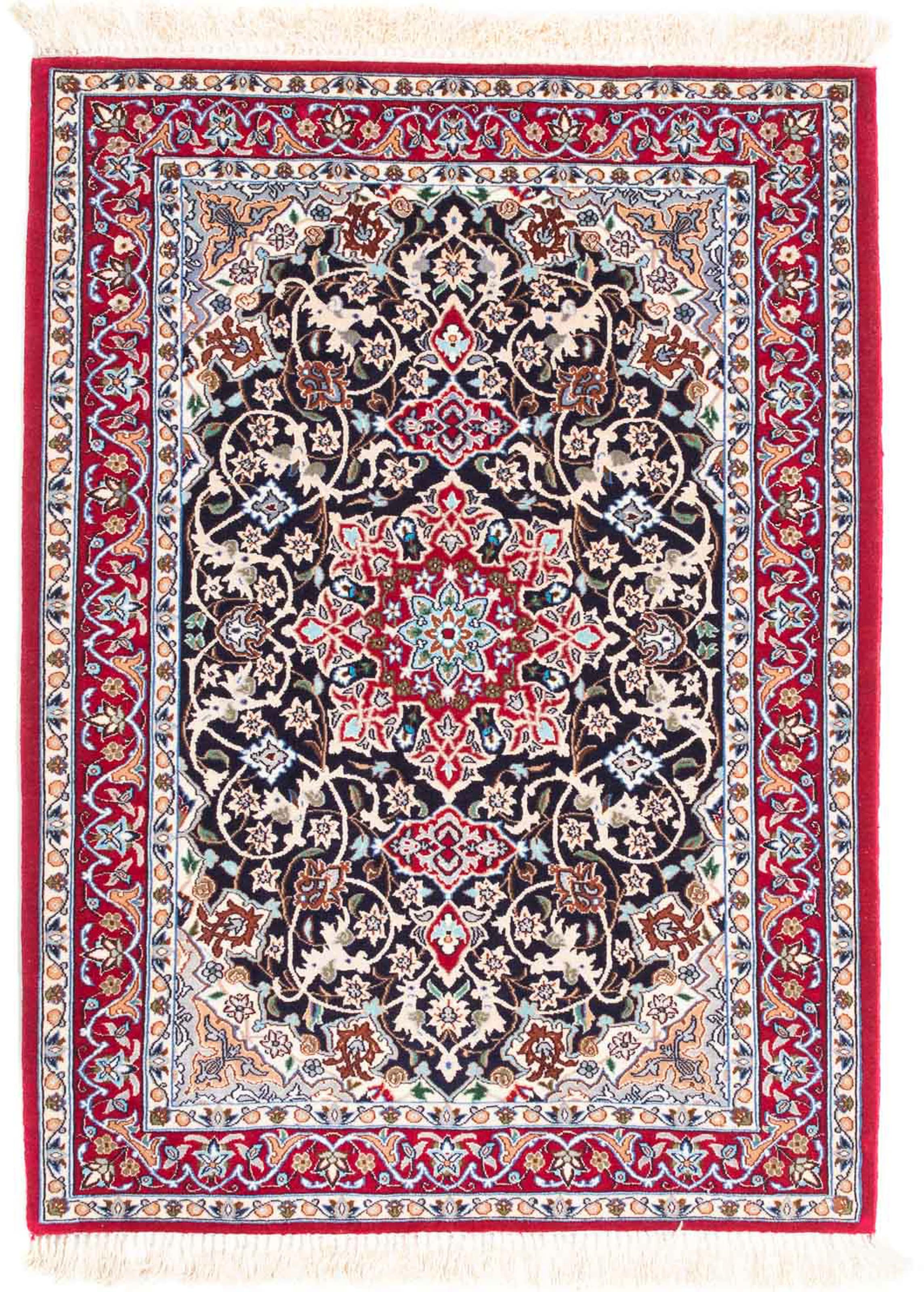 morgenland Orientteppich »Perser - Isfahan - Premium - 102 x 72 cm - rot«, rechteckig, Wohnzimmer, Handgeknüpft, Einzelstück mit Zertifikat