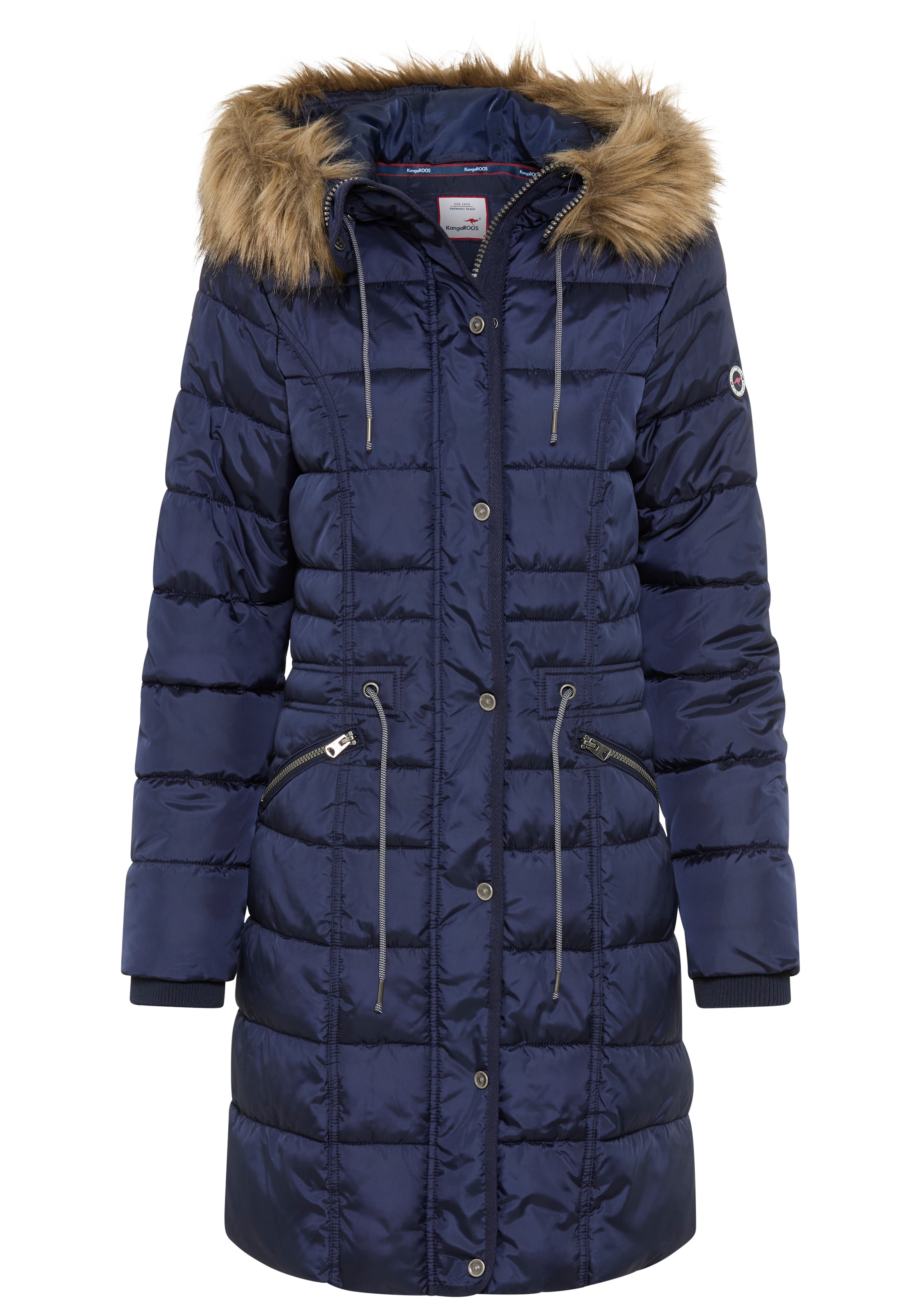 KangaROOS Steppjacke, mit Kapuze, figurbetonter Schnitt, mit Reissverschlusstaschen