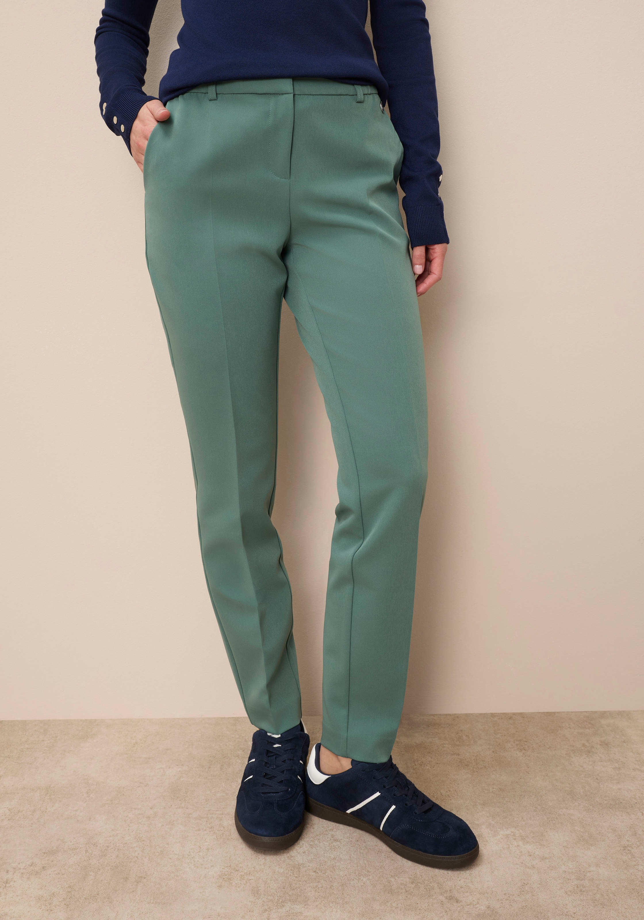 Image of Tamaris Anzughose "mit schlanker Passform mit elastischem Bund" in Trendfarben - mit passendem Blazer