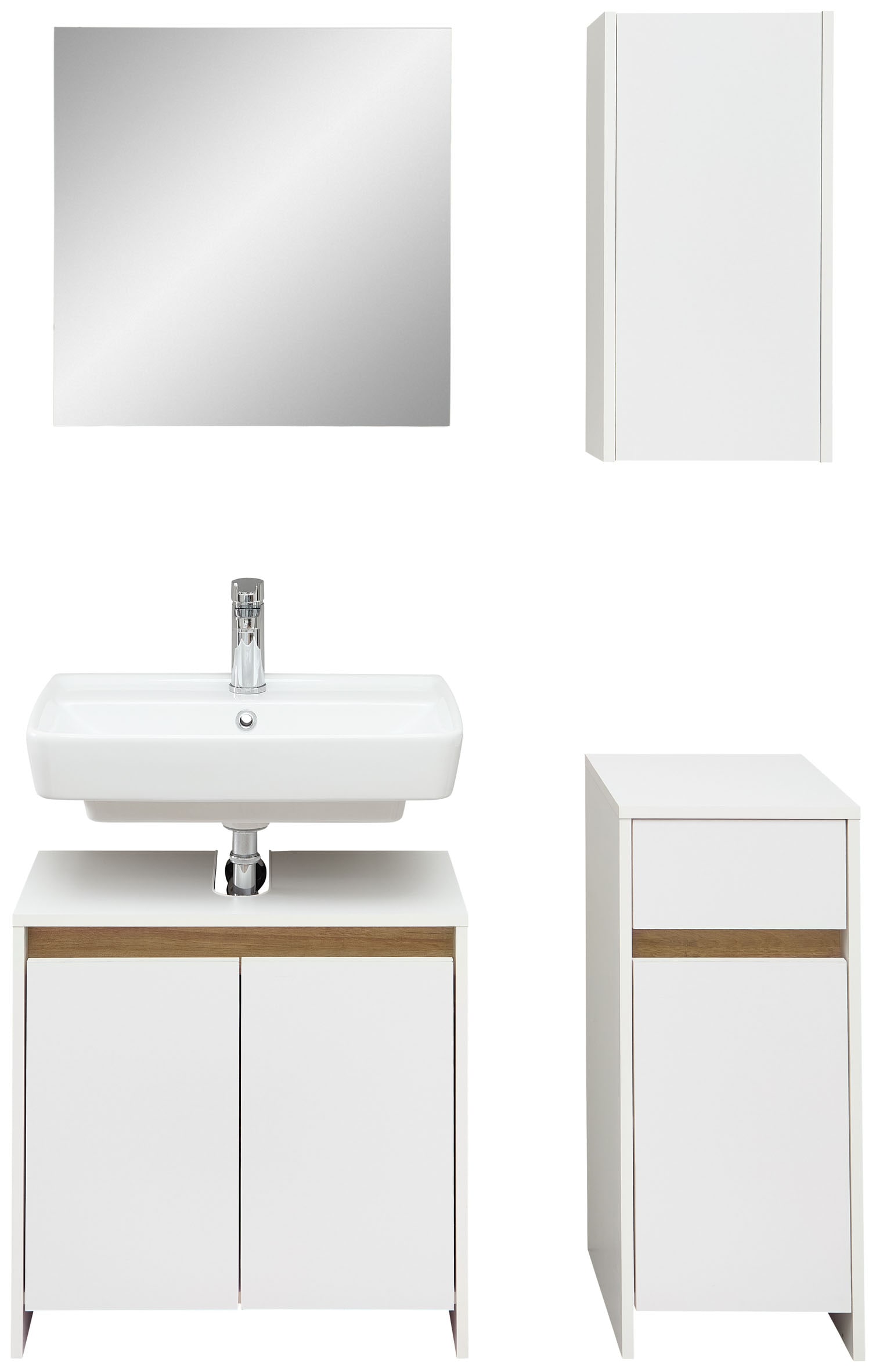 Saphir Ensemble de meubles de salle de bain »Quickset 100, 4-teilig, mit Holzeinlegeböden, 61,6cm breit« 4 cuis tlg.