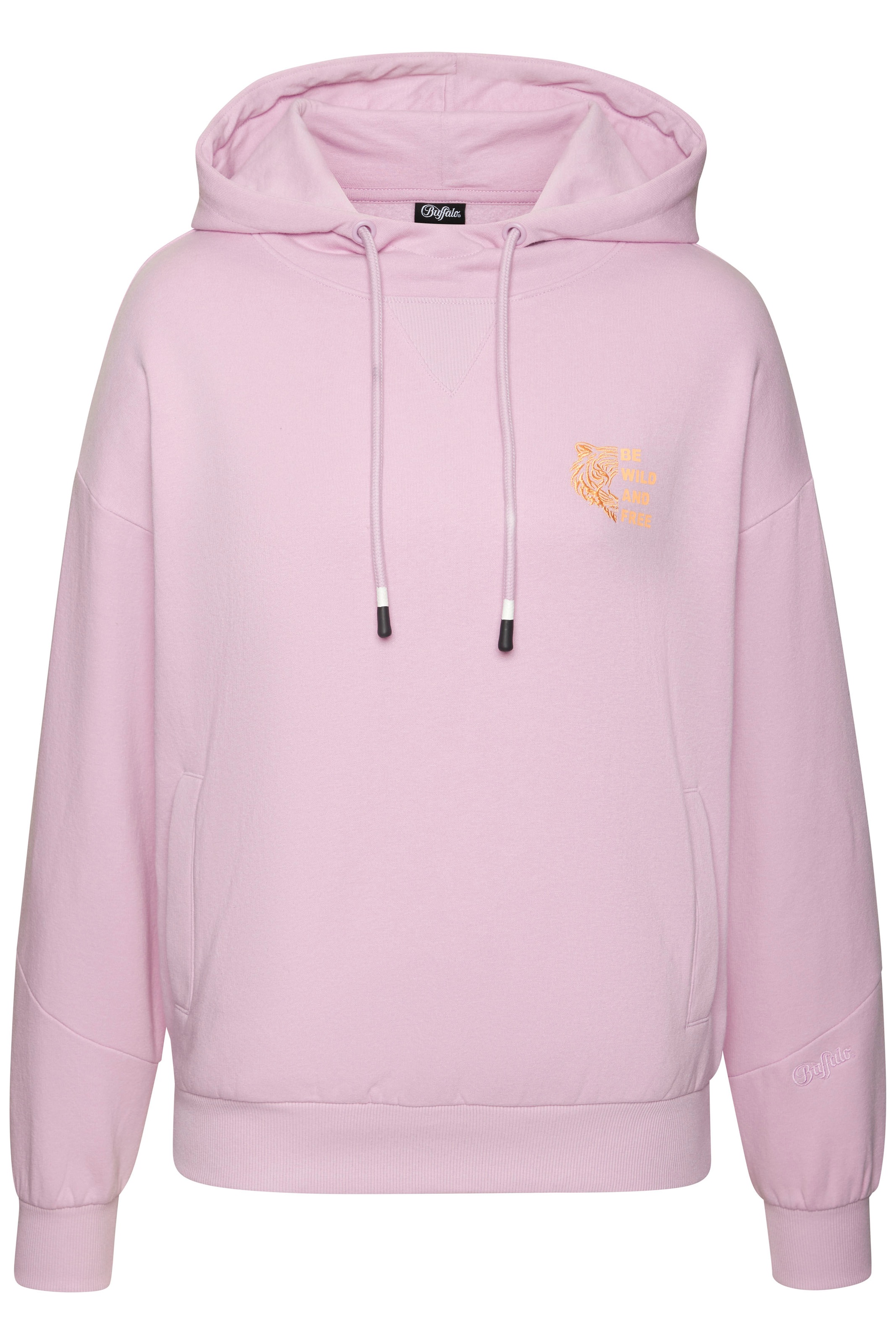 Buffalo Kapuzenpullover, mit Kontraststickerei und seitliche Taschen